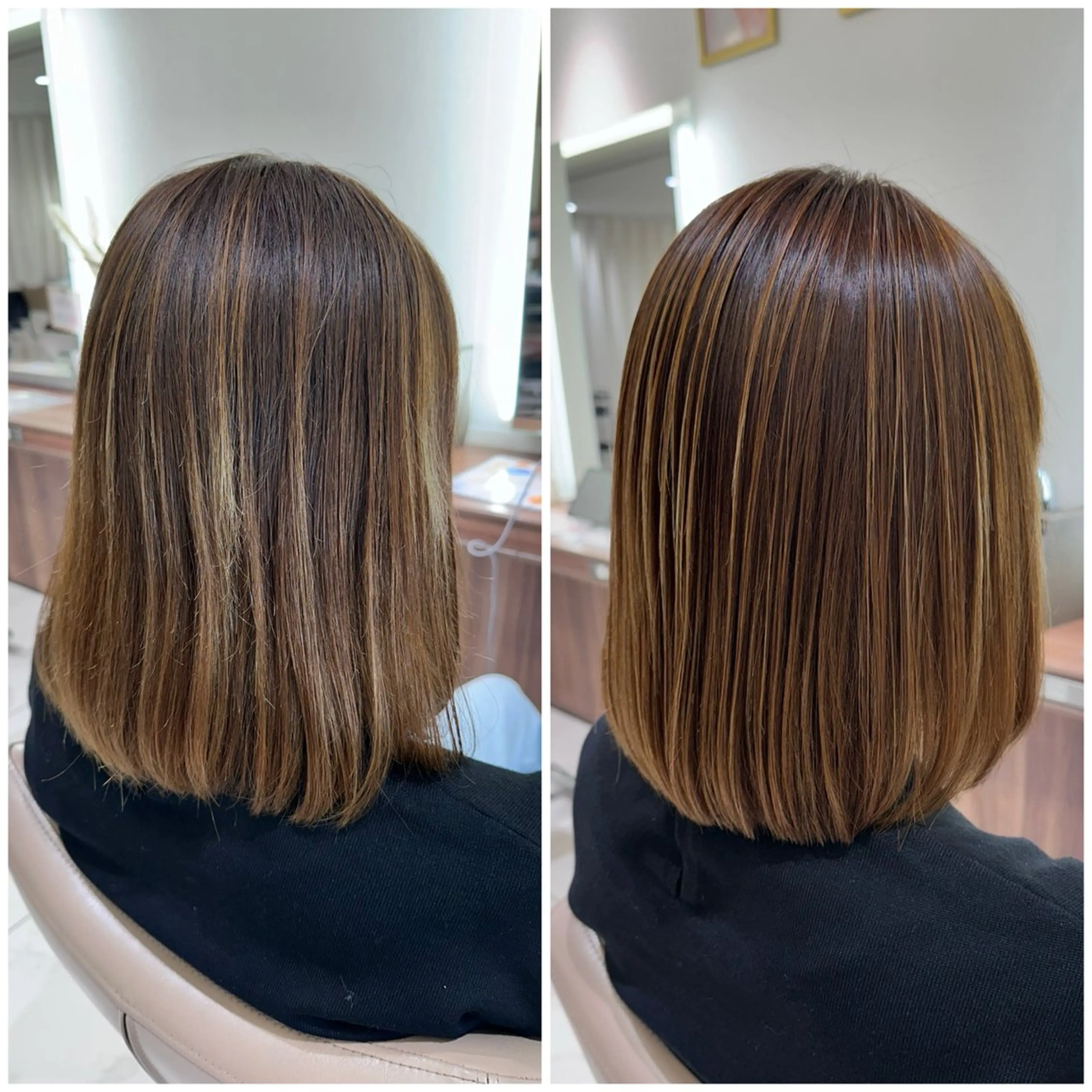 ミディアム ハイライト 縮毛矯正 縮毛矯正 トリートメント 安井　昴 💫ブリーチ縮毛矯正のヘアスタイル