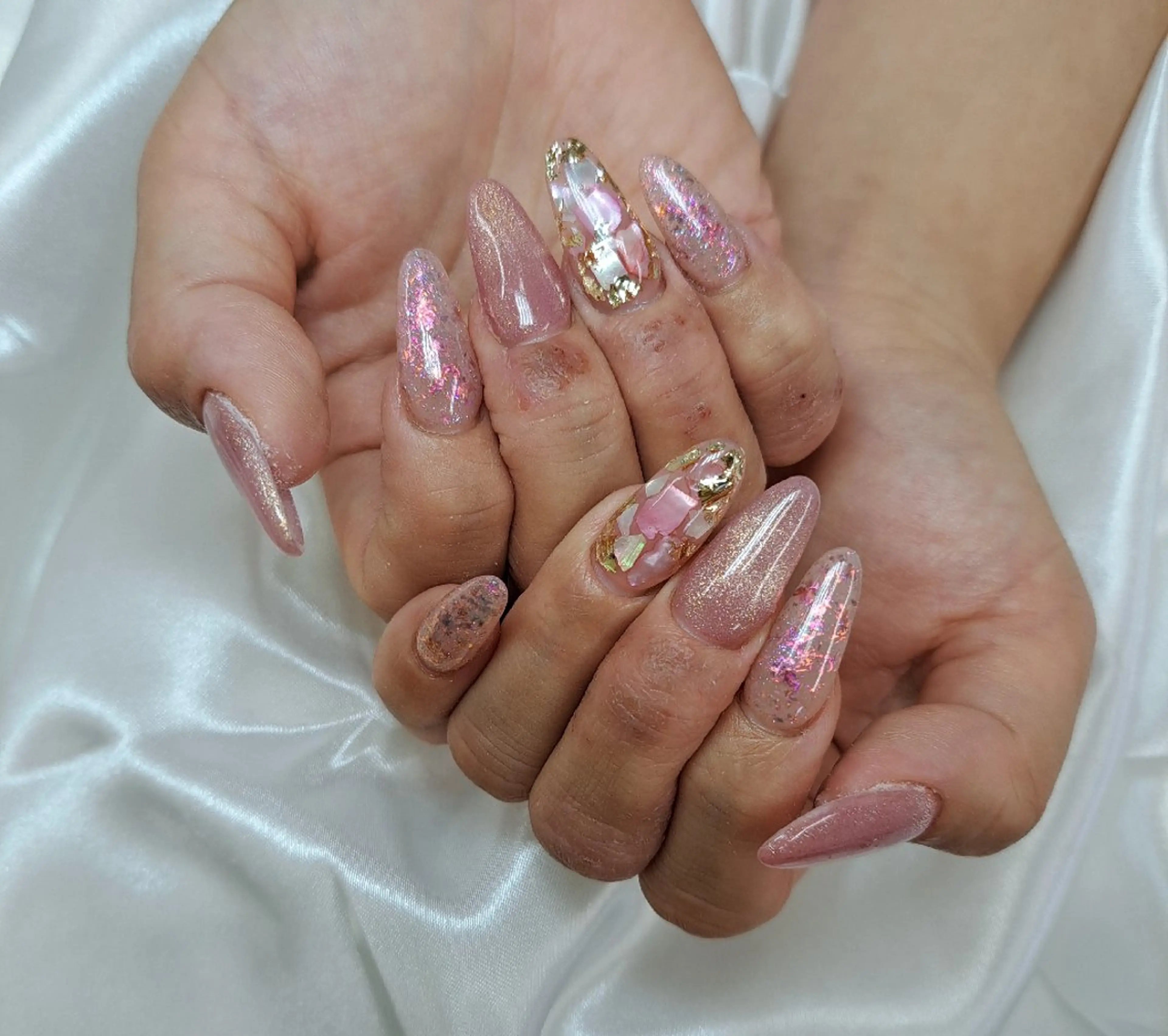 ネイル チークネイル フレンチネイル ジェルネイル ガーリー ハート ハンドネイル 河野ちえ (雑誌掲載サロン)のネイルデザイン