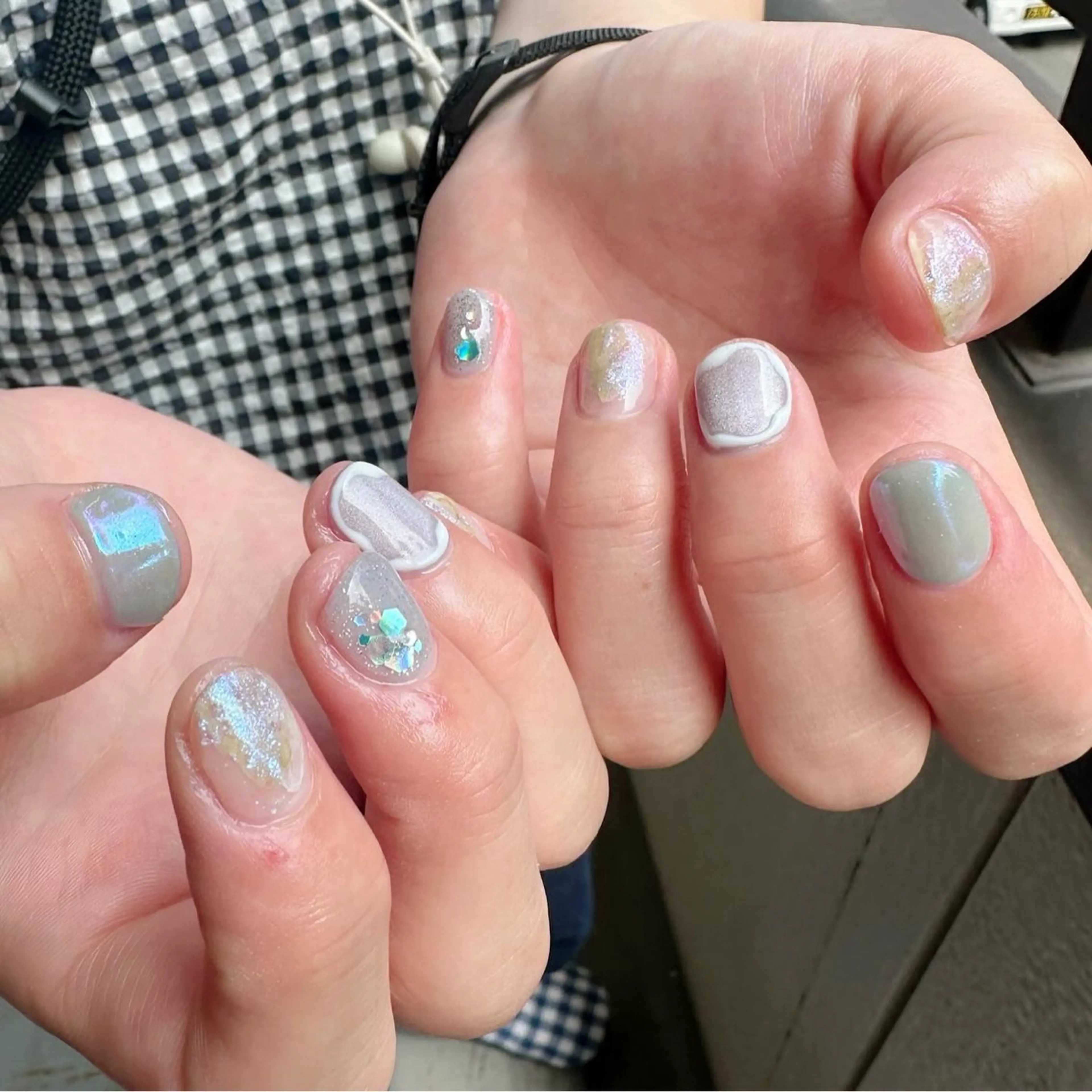 ネイル 氷ネイル・うるうるネイル 韓国ネイル 水色 マグネットネイル ミラーネイル 🪞KAPE NAIL 🪞のネイルデザイン