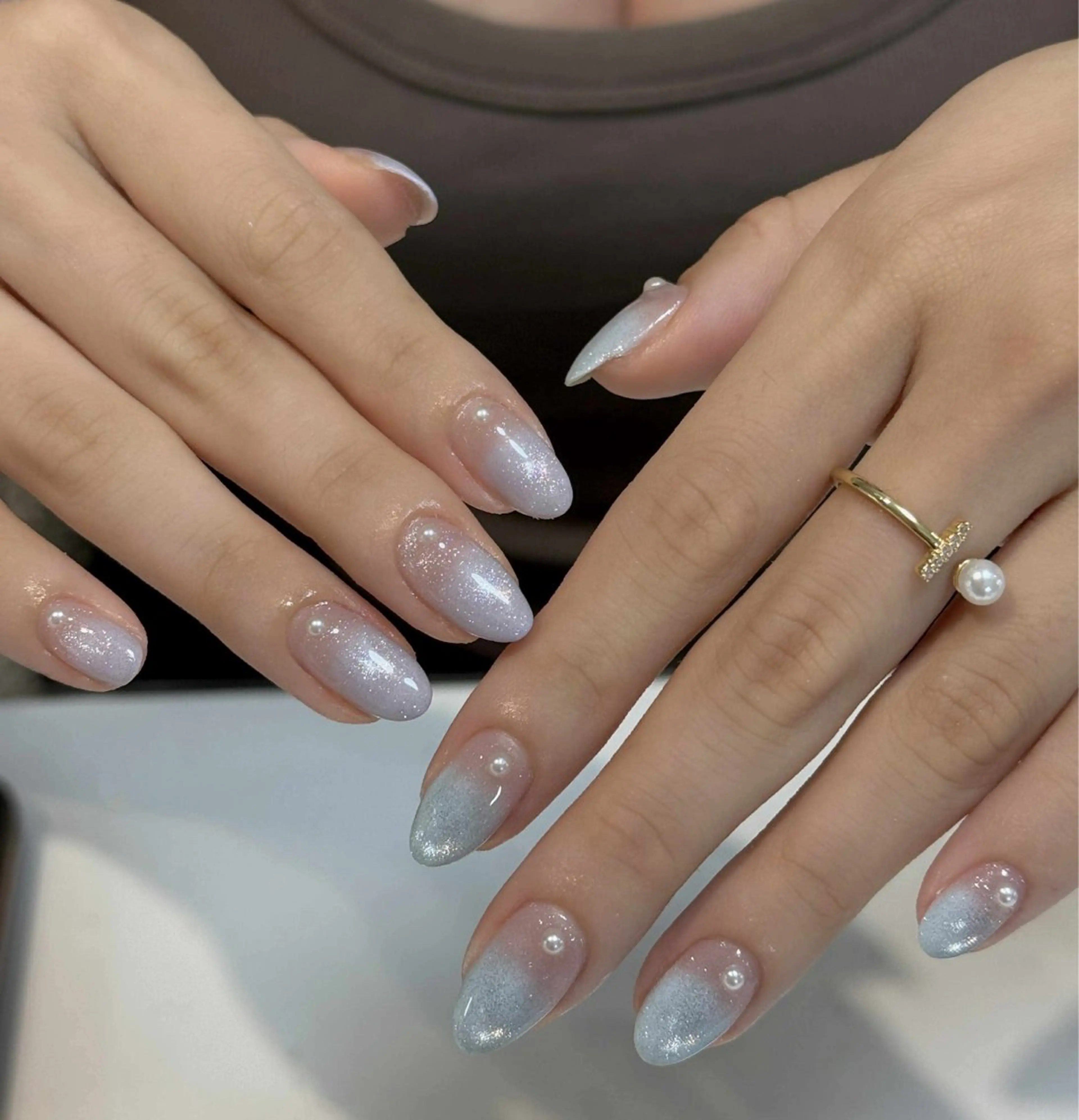 ネイル フレンチネイル ジェルネイル キラキラネイル 韓国ネイル レース ハンドネイル Julli nail studio所属・Julli NailStudioのネイルデザイン