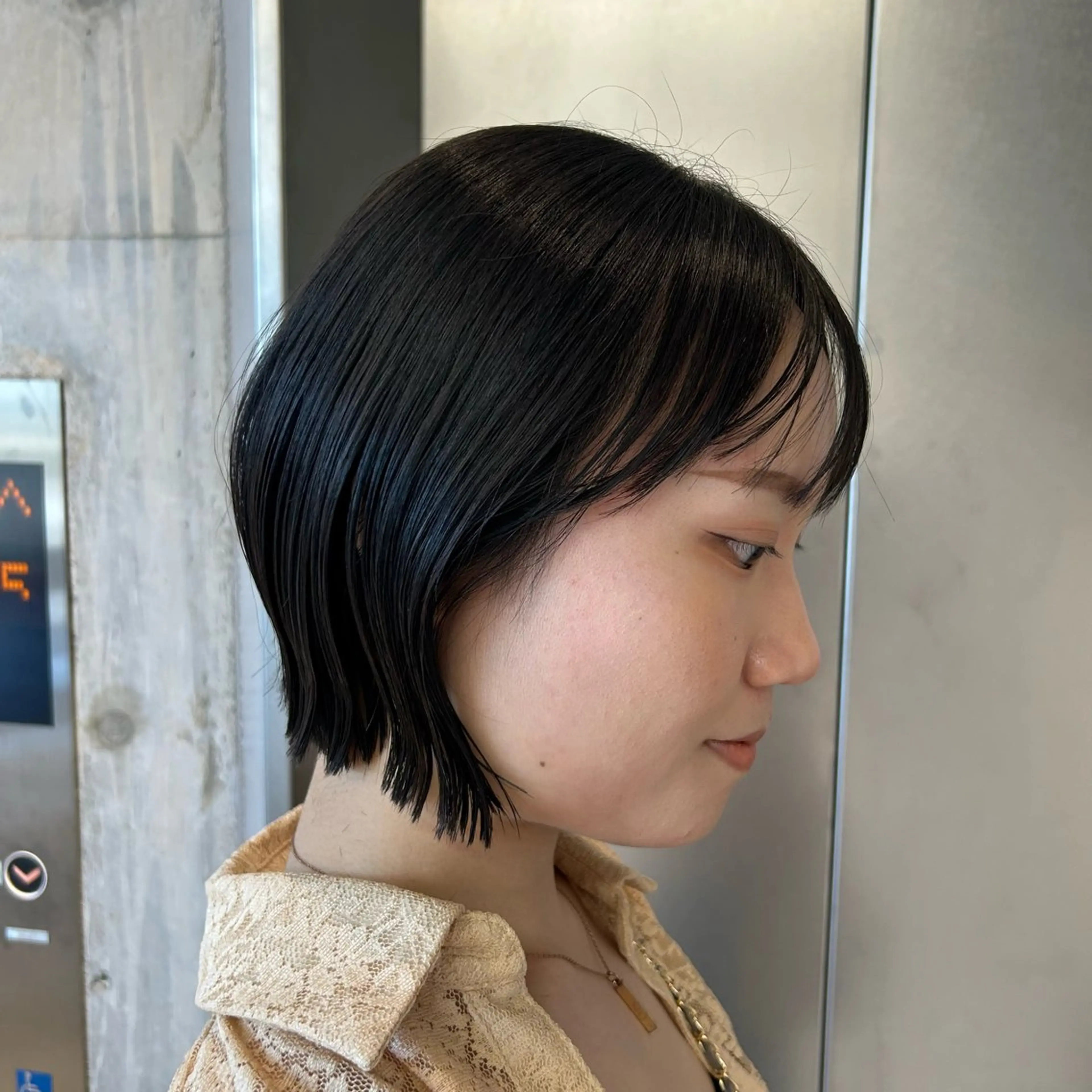 ミディアム 切りっぱなしボブ ボブレイヤー アッシュ アッシュブラウン ボブ ボブ/髪質改善 jionのヘアスタイル