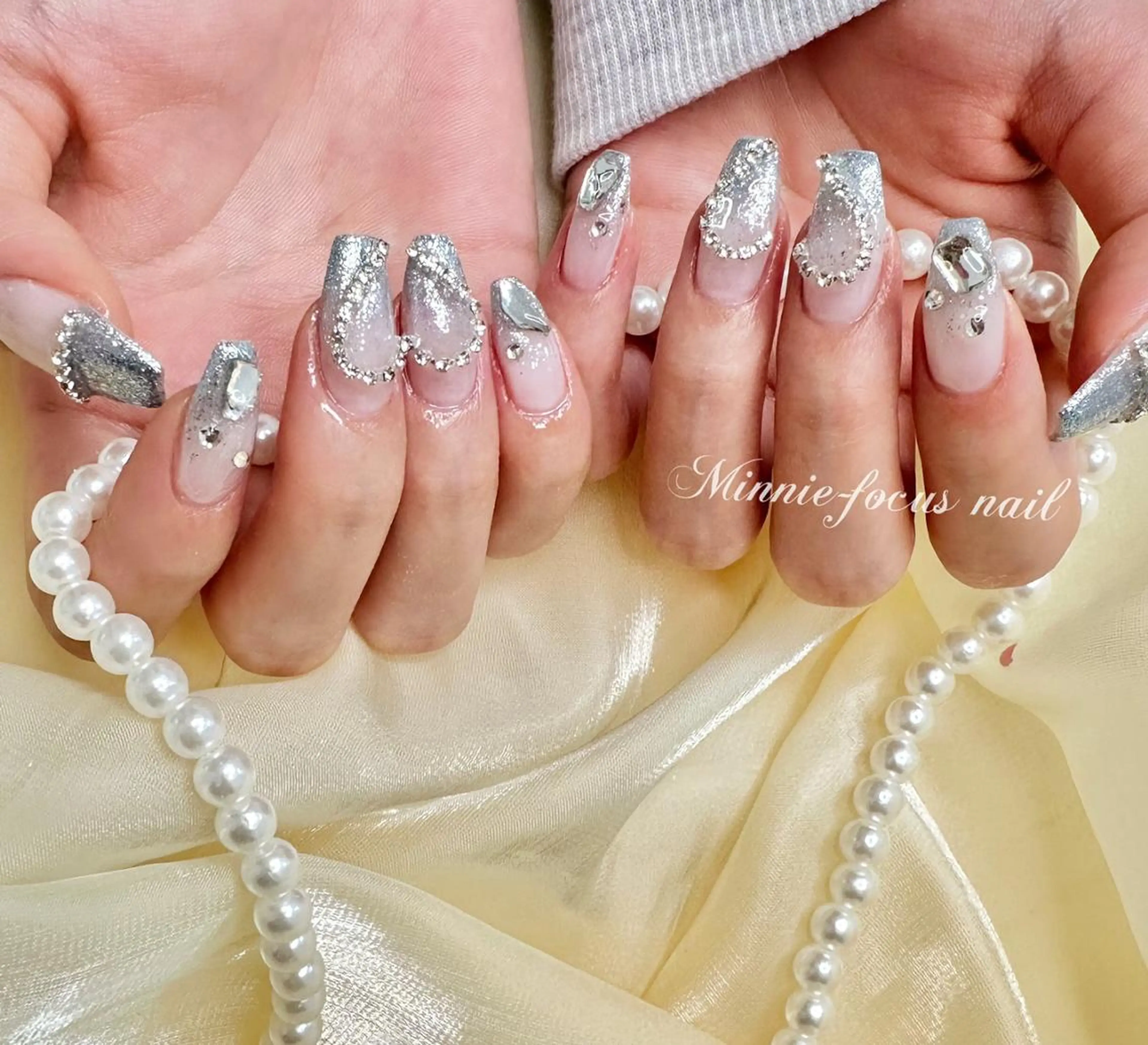 ネイル ハート キラキラネイル 持ち込み ワンホンネイル ハンドネイル 🎀Lychee ワンホンネイル✨のネイルデザイン