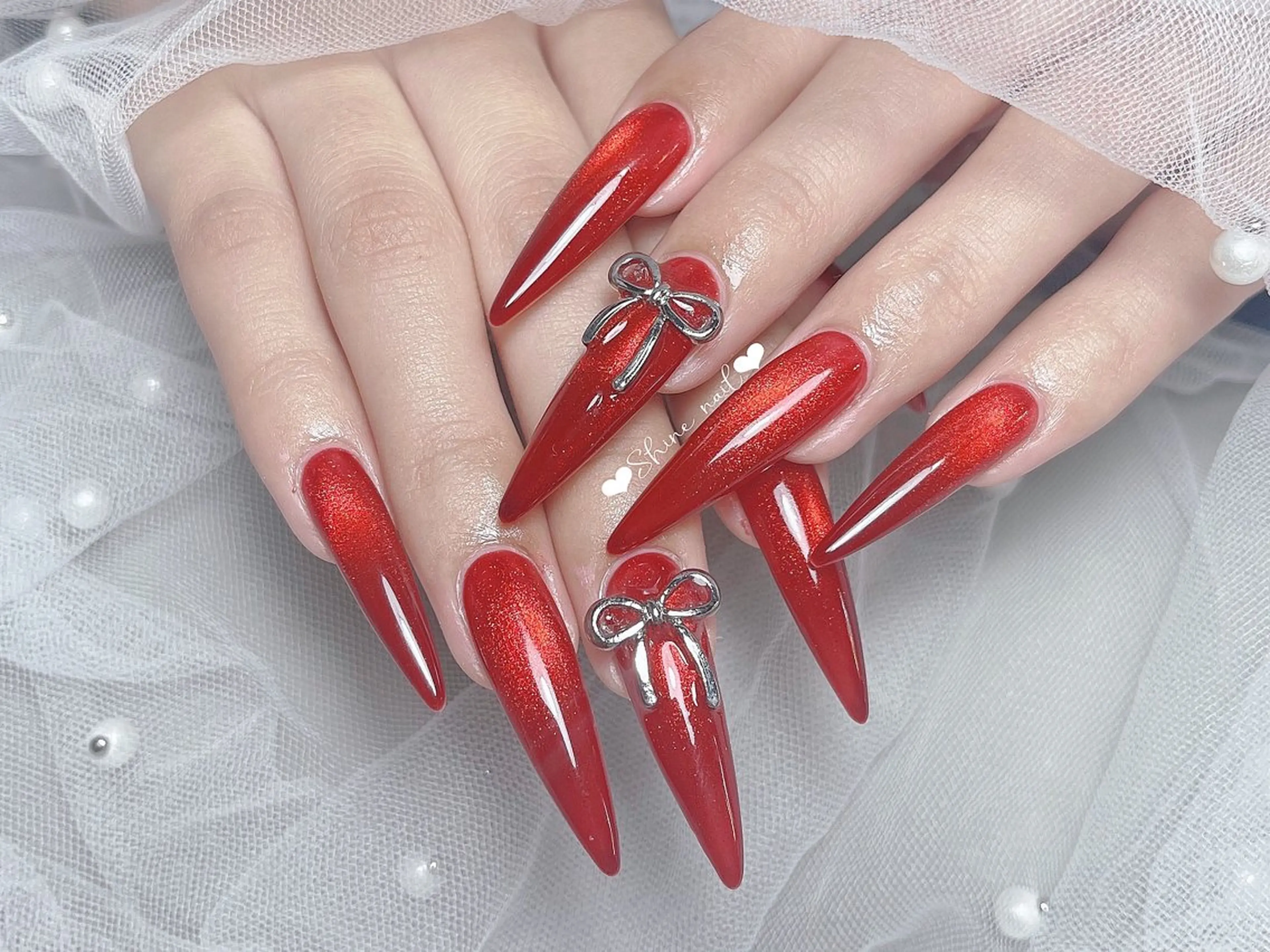 ネイル ハンドネイル 〜Shine Nail〜【サイナネイル】パラジェル／ 長さだし／持ち込み／ワンホン／フィルイン所属・サイナ🎀 長さだし&デザインのネイルデザイン