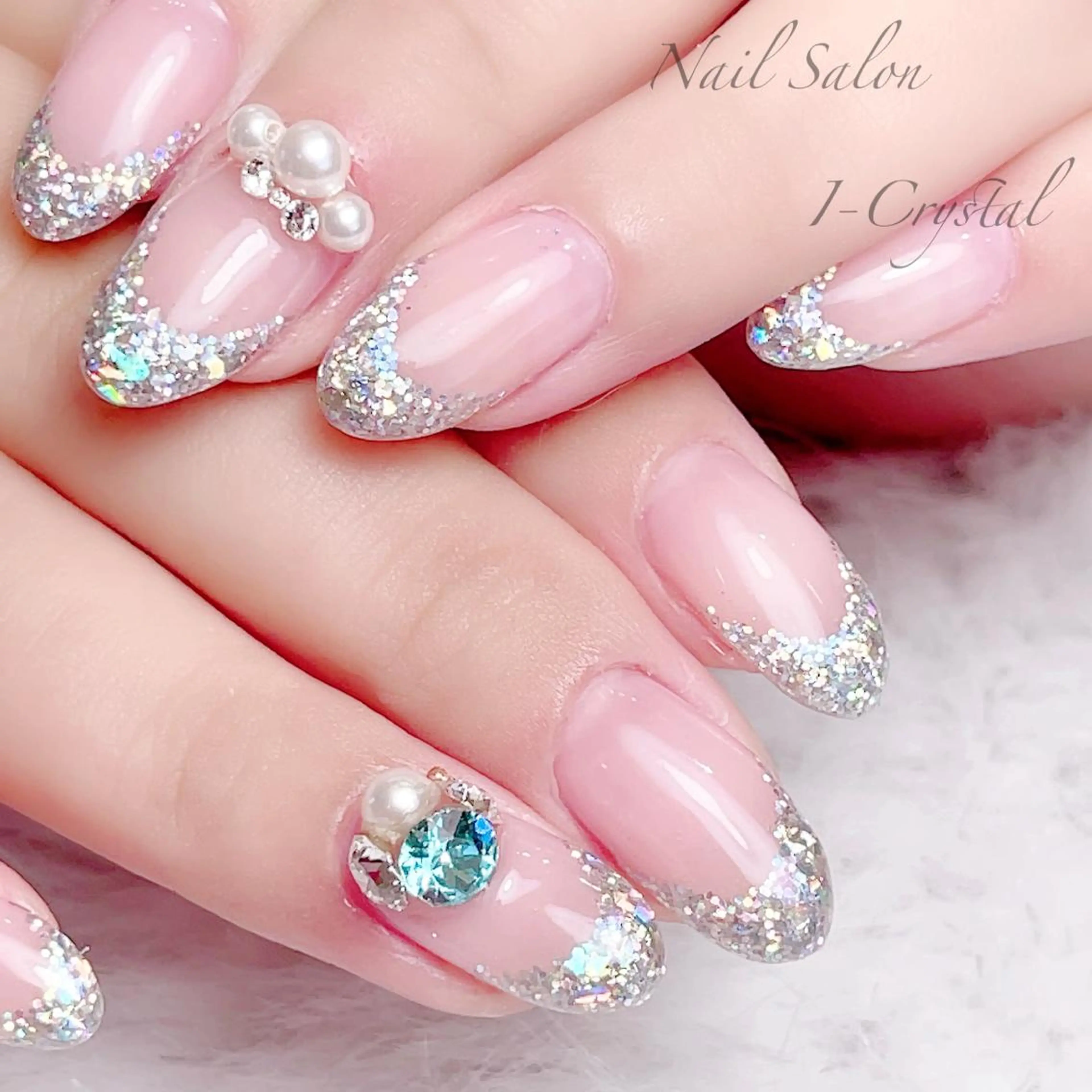 ネイル フットネイル フレンチネイル ジェルネイル ガラスフレンチ ニュアンスネイル NailSalon  I-Crystal所属・中村 郁美のネイルデザイン