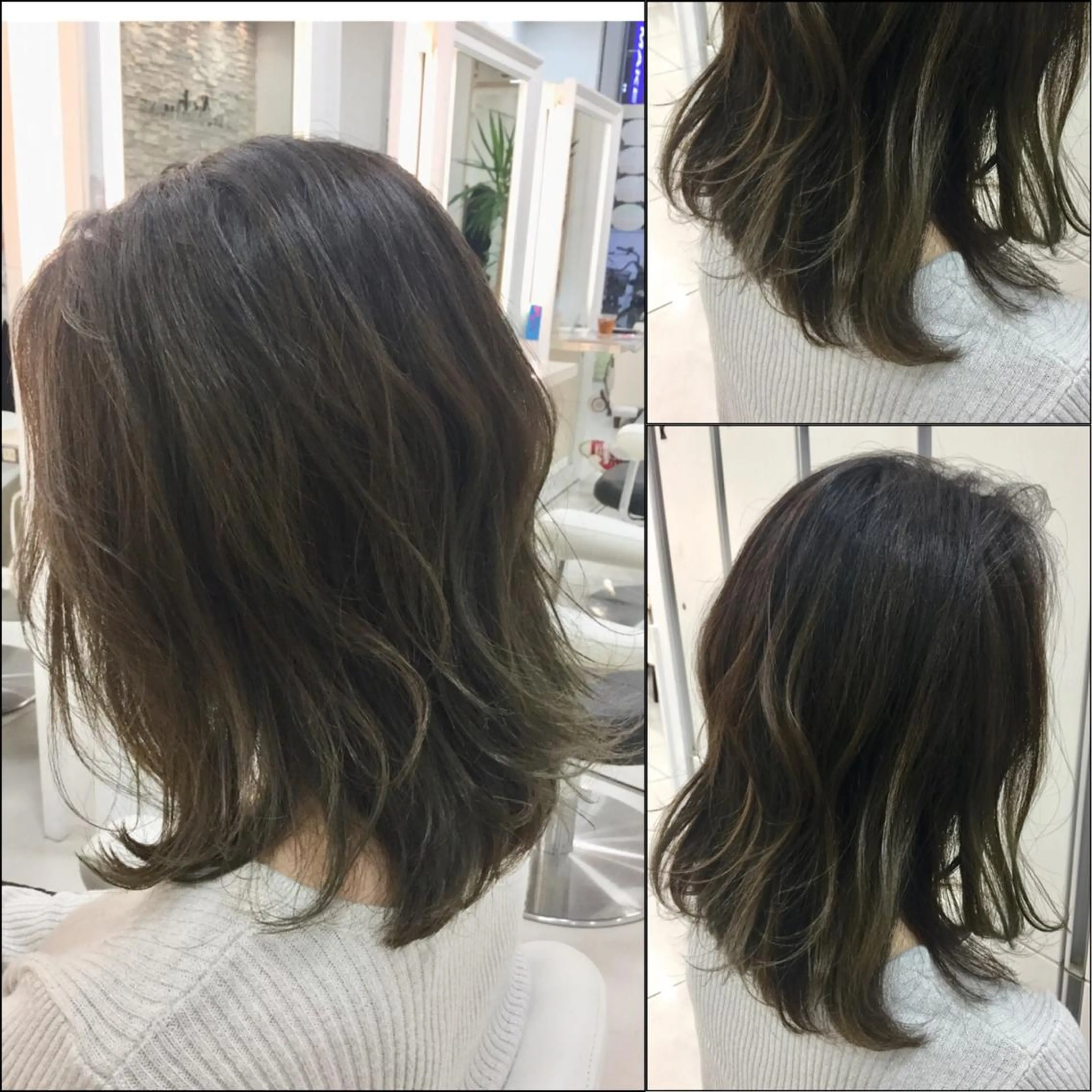 ミディアム カラー アッシュ バレイヤージュ 黒髪 ブリーチ グラデーションカラー Ash 山田 勇太のヘアスタイル