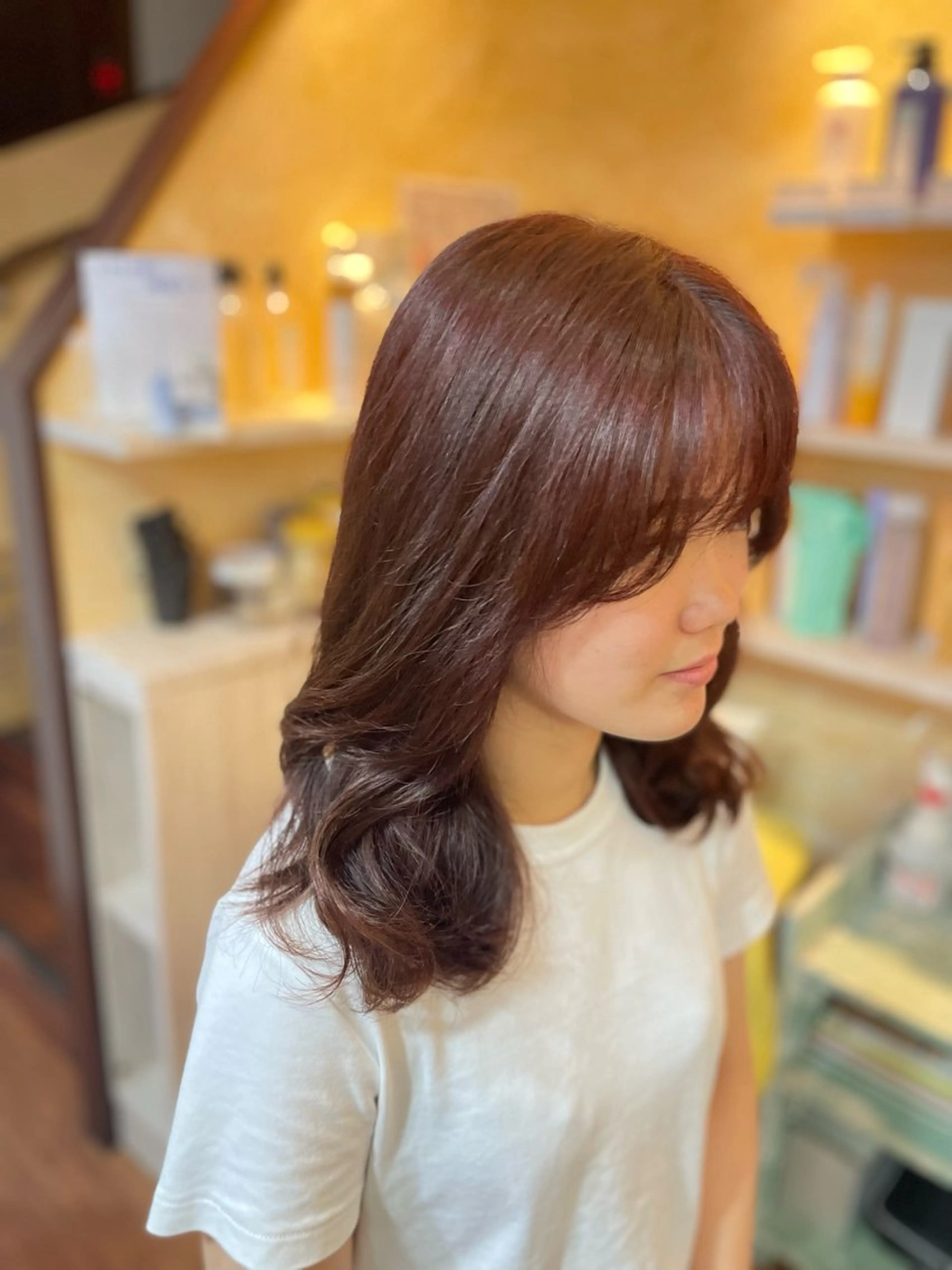 ミディアム カラー ピンクカラー ヘアカラー 馬越 優のヘアスタイル