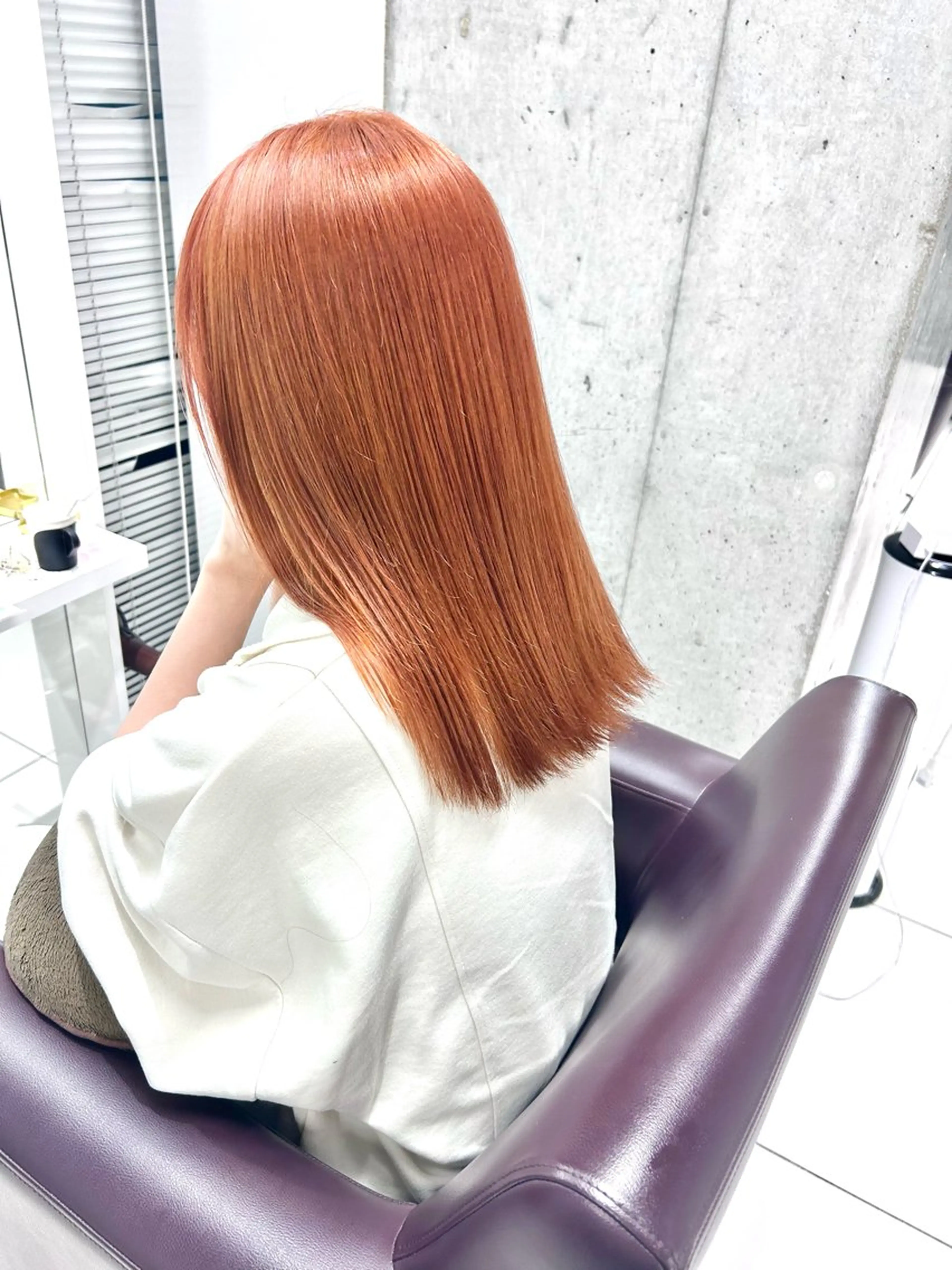 ミディアム カラー オレンジ ピンクカラー ヘアカラー トリートメント shizuna/天神 /メンズ/ボブのヘアスタイル