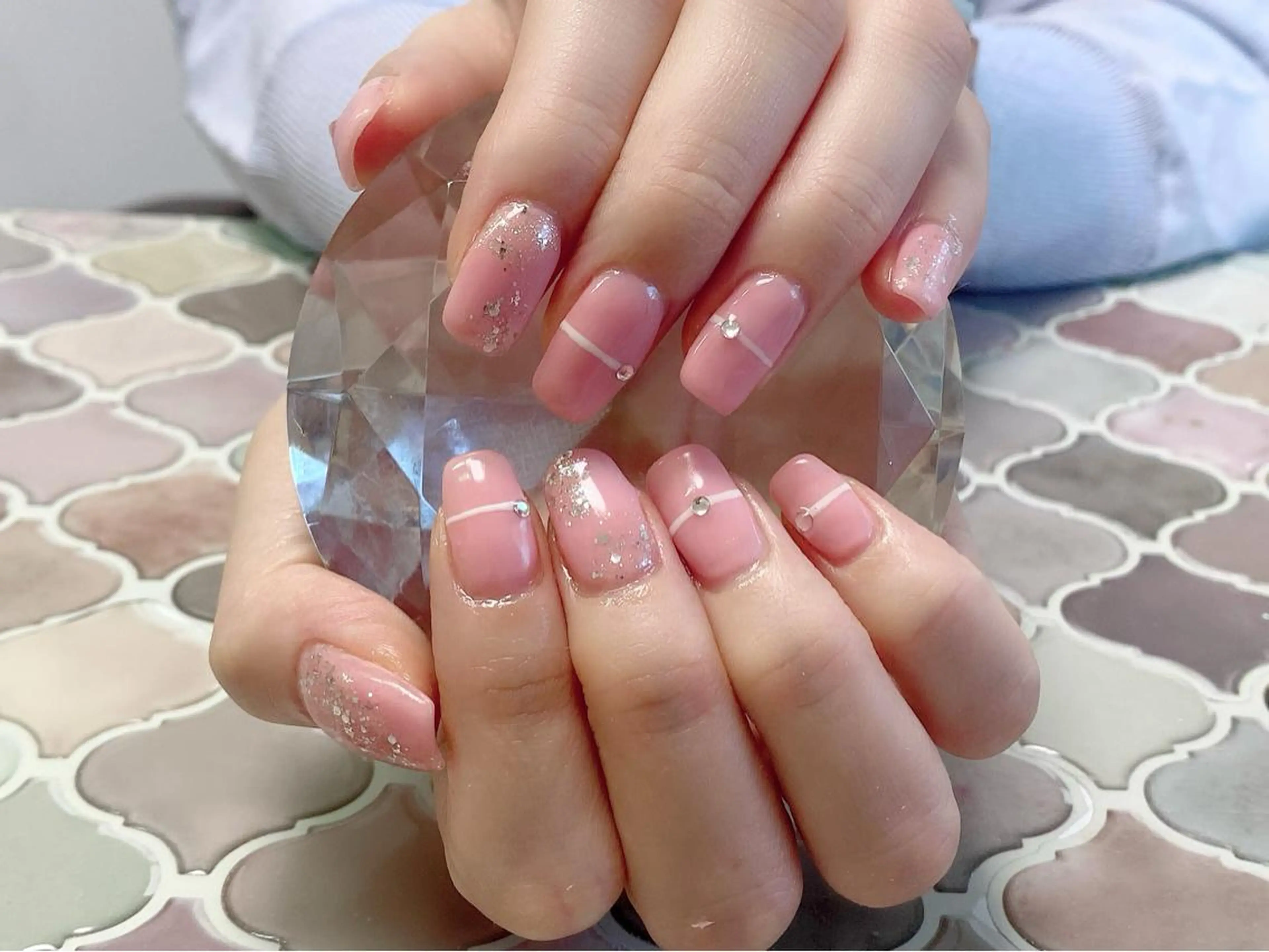 ネイル 痛ネイル/ワンホン/ フィルイン/長さだしのネイルデザイン