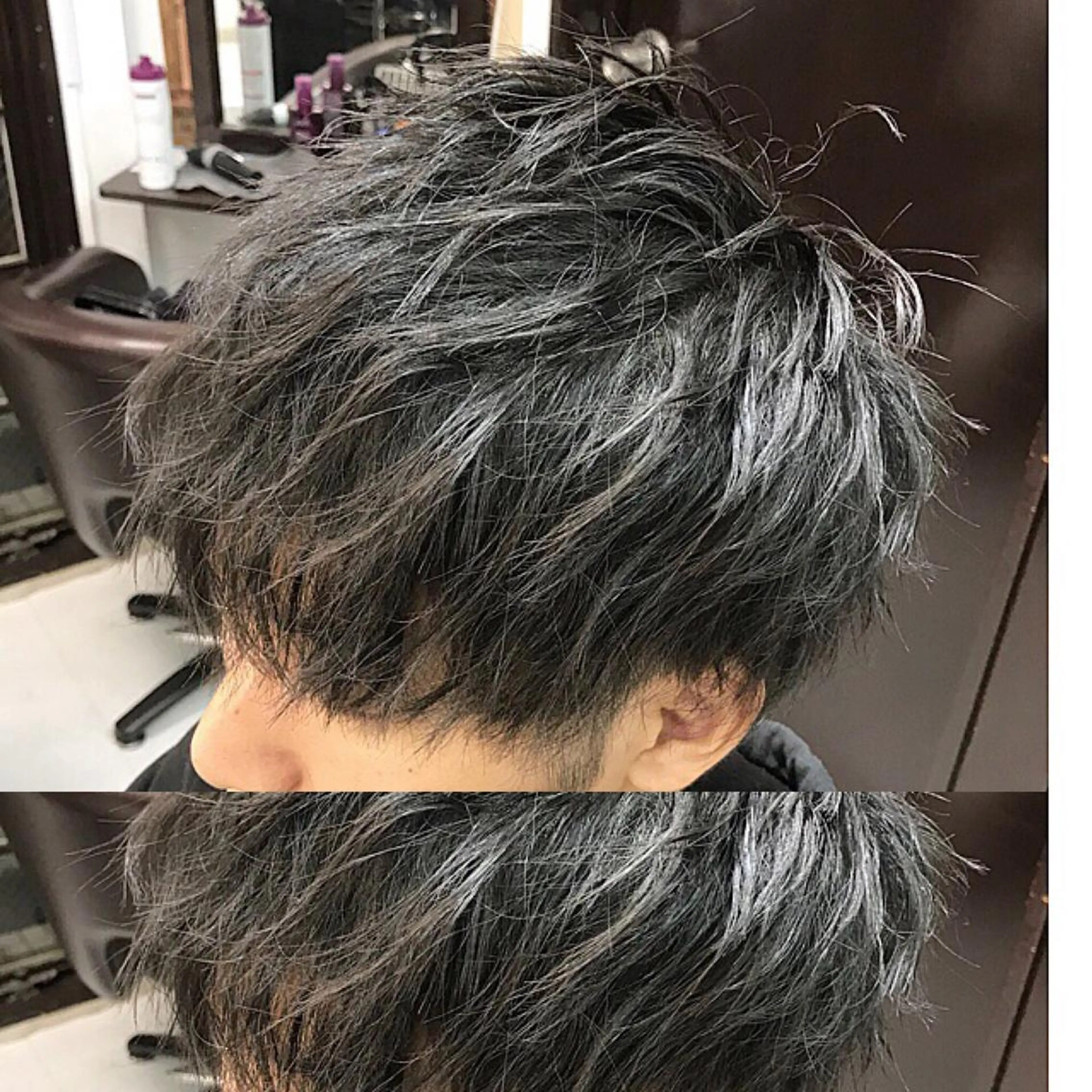 ショート カラー パーマ ヘアアレンジ メンズ キッズ ネイル マツエク・マツパ シルバー シルバー メンズ人気NO,1 Genieジーニーのヘアスタイル