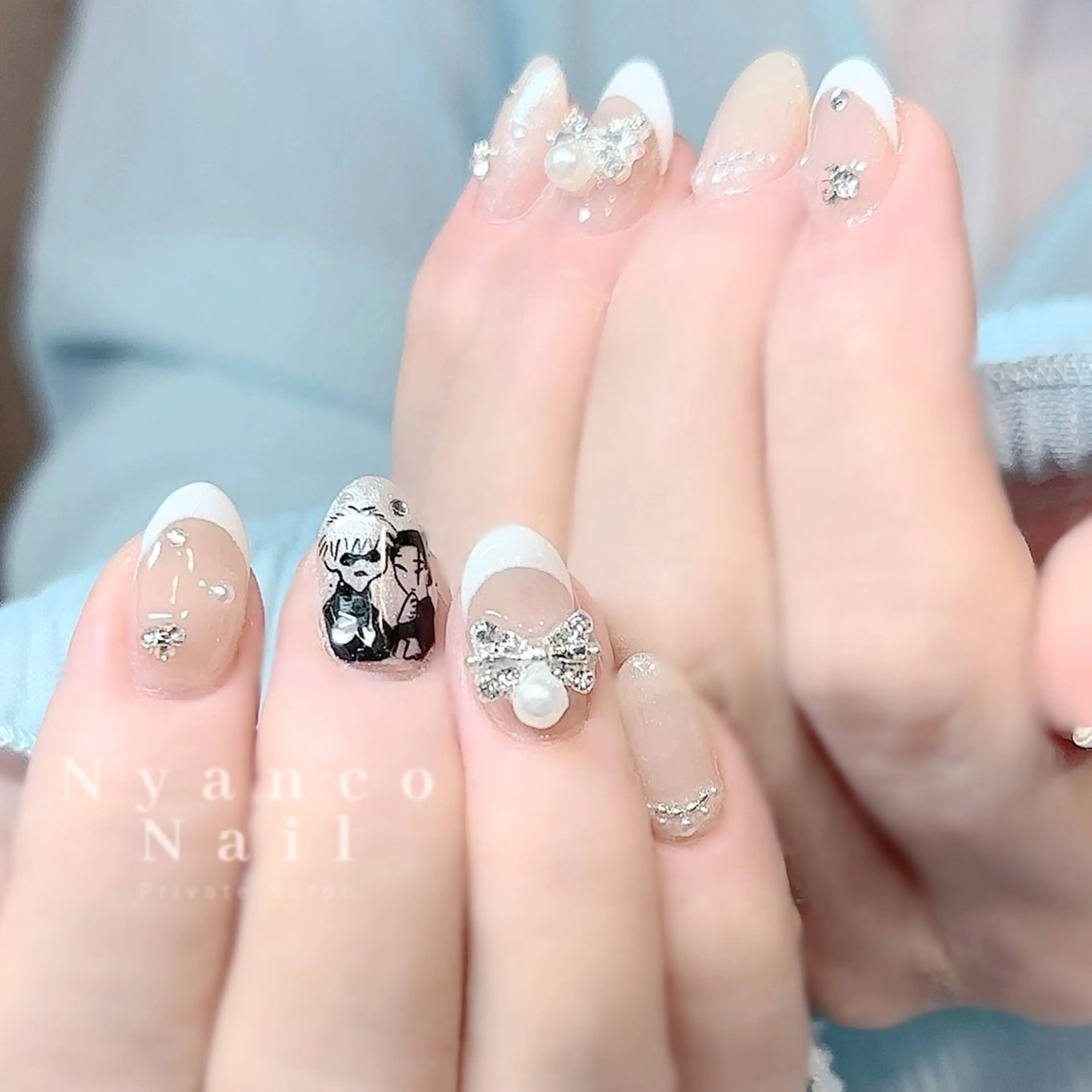 ネイル フレンチネイル ジェルネイル キラキラネイル マットネイル 春ネイル Nyanco Nailのネイルデザイン