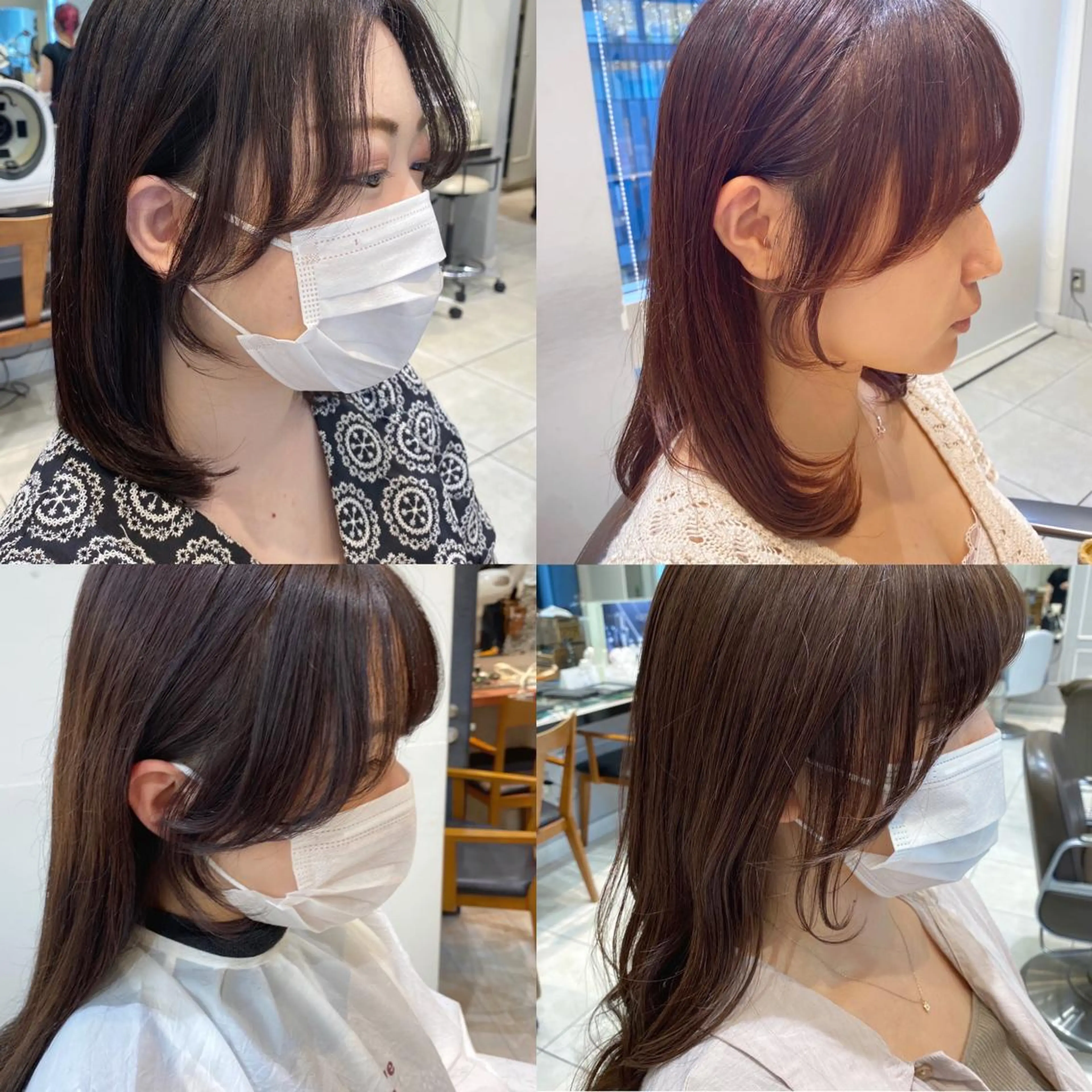 ミディアム カラー エギョモリ 韓国風ヘア サイドバング 小顔カット オルチャンヘア カット ヘアカラー 💜韓国ヘア🇰🇷 トヨキトキコのヘアスタイル