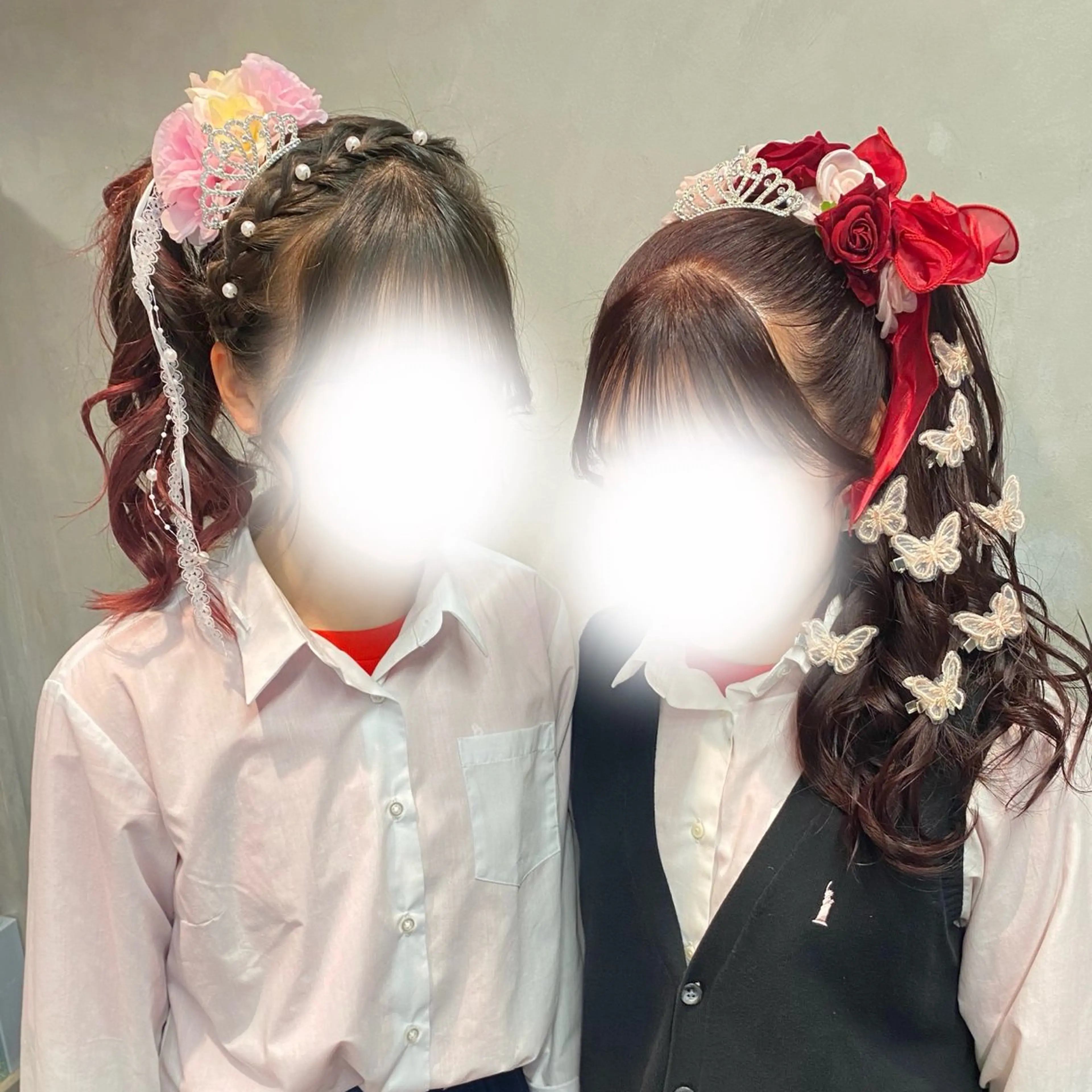 ヘアアレンジ ヘアセット 艶暖色カラー🍒 縮毛矯正ほののヘアスタイル