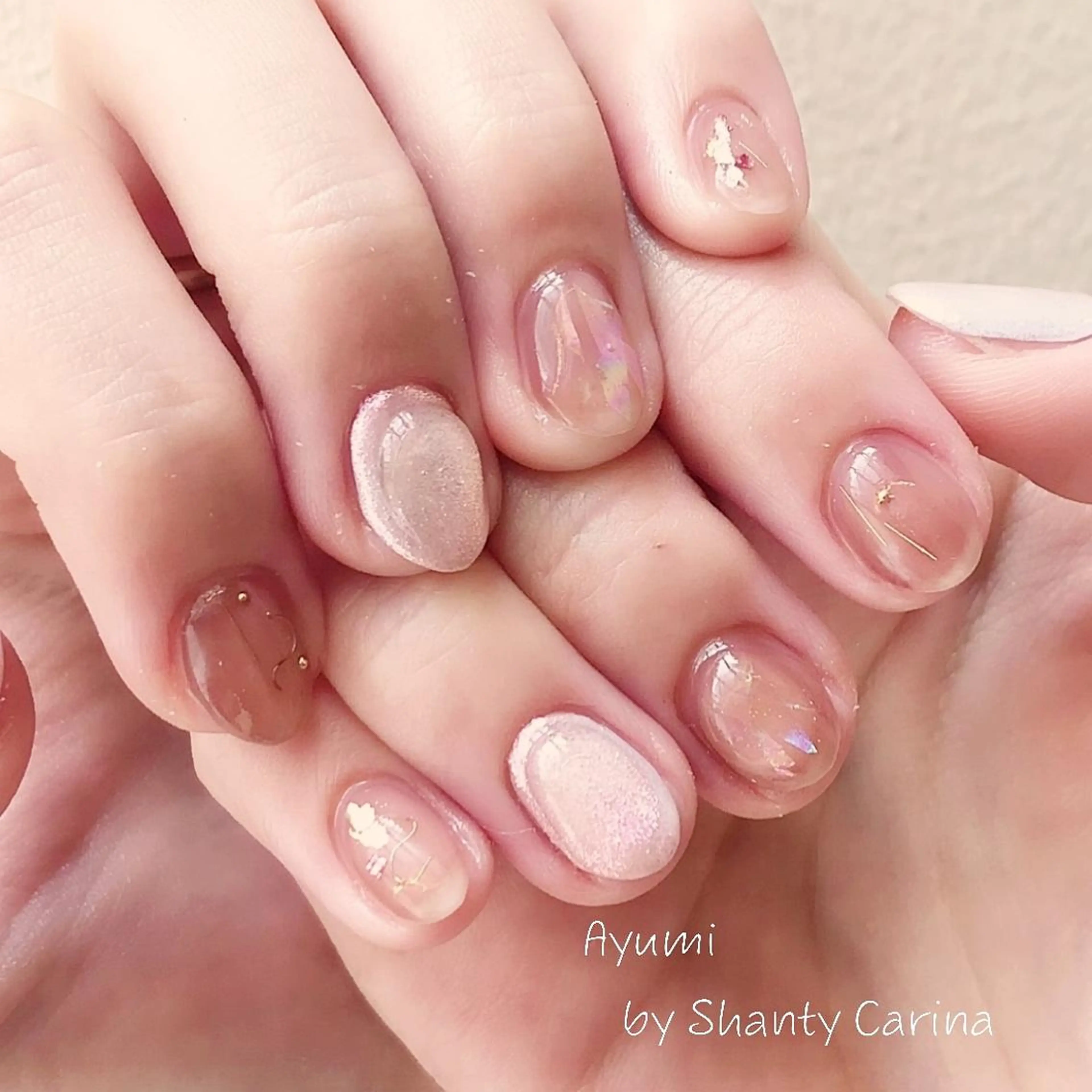 ネイル オーロラネイル フラワーネイル ジェルネイル ミラーネイル ニュアンスネイル Cariina ☺のネイルデザイン