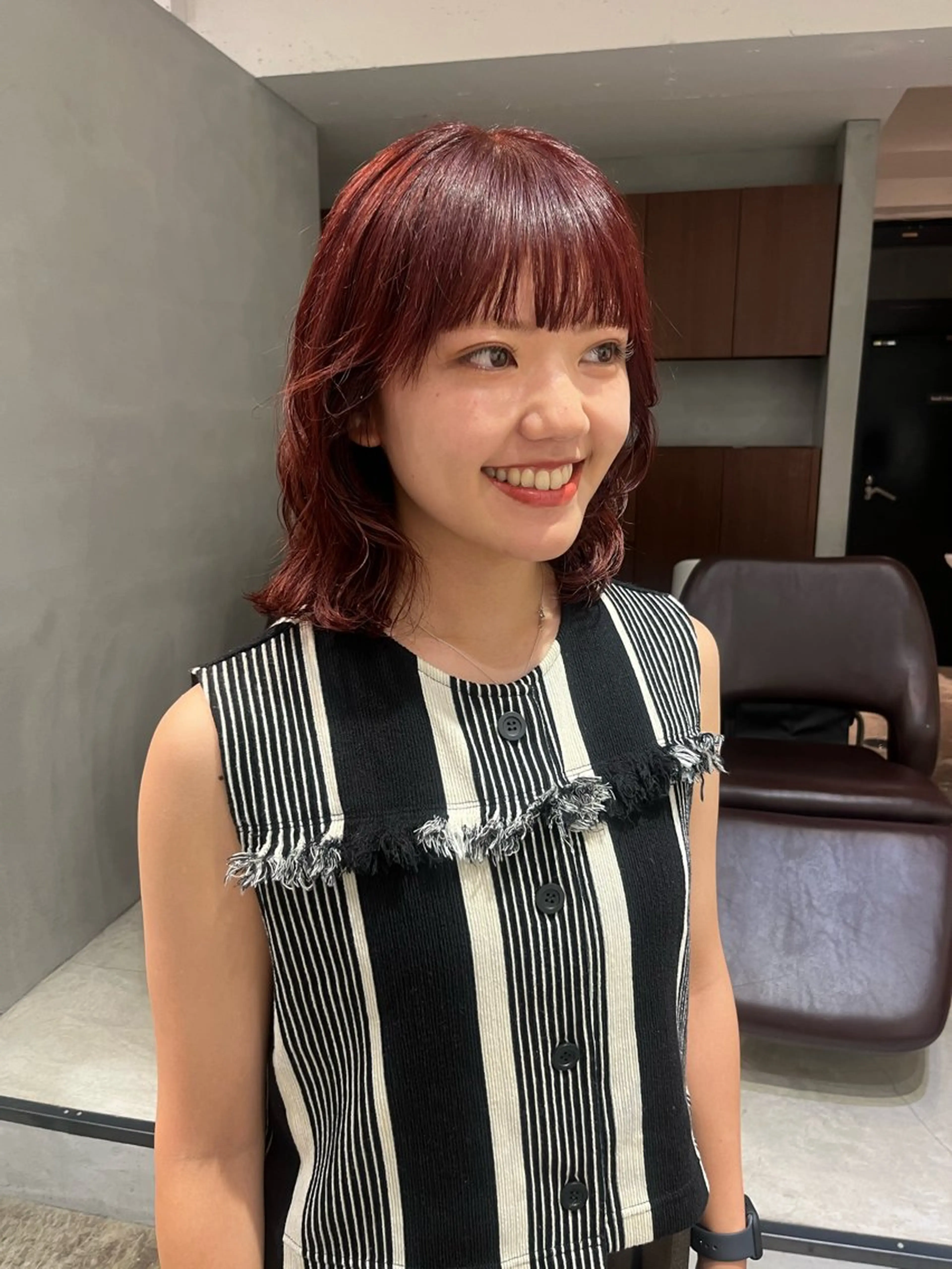 カラー パーマ レッドカラー LOAVE AOYAMA所属・カット無料airi airiのヘアスタイル