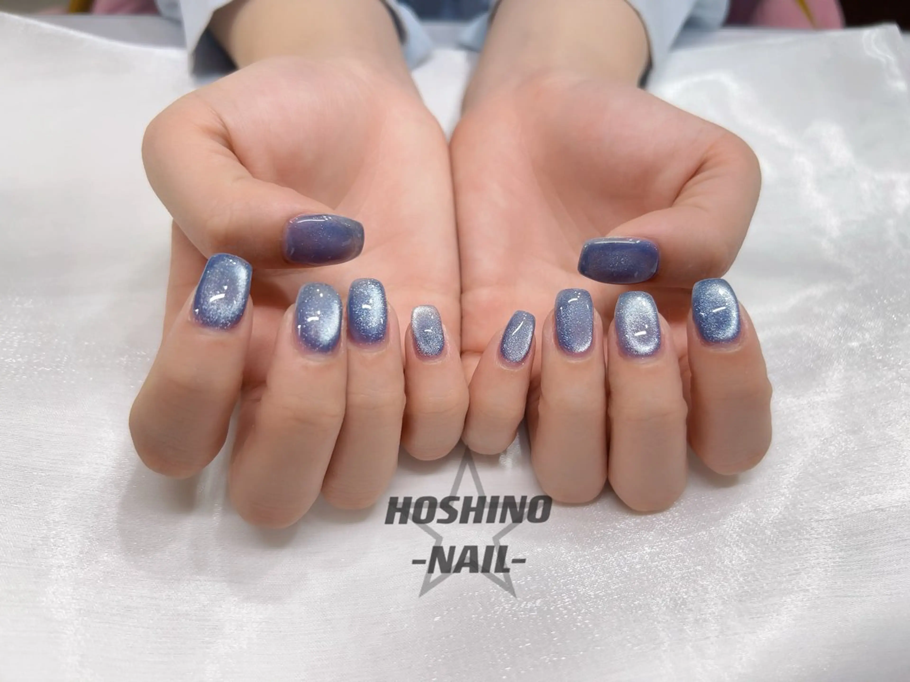ネイル ブルー 韓国ネイル マグネットネイル ワンカラーネイル 夏ネイル ★HOSHINO NAIL★新宿店のネイルデザイン