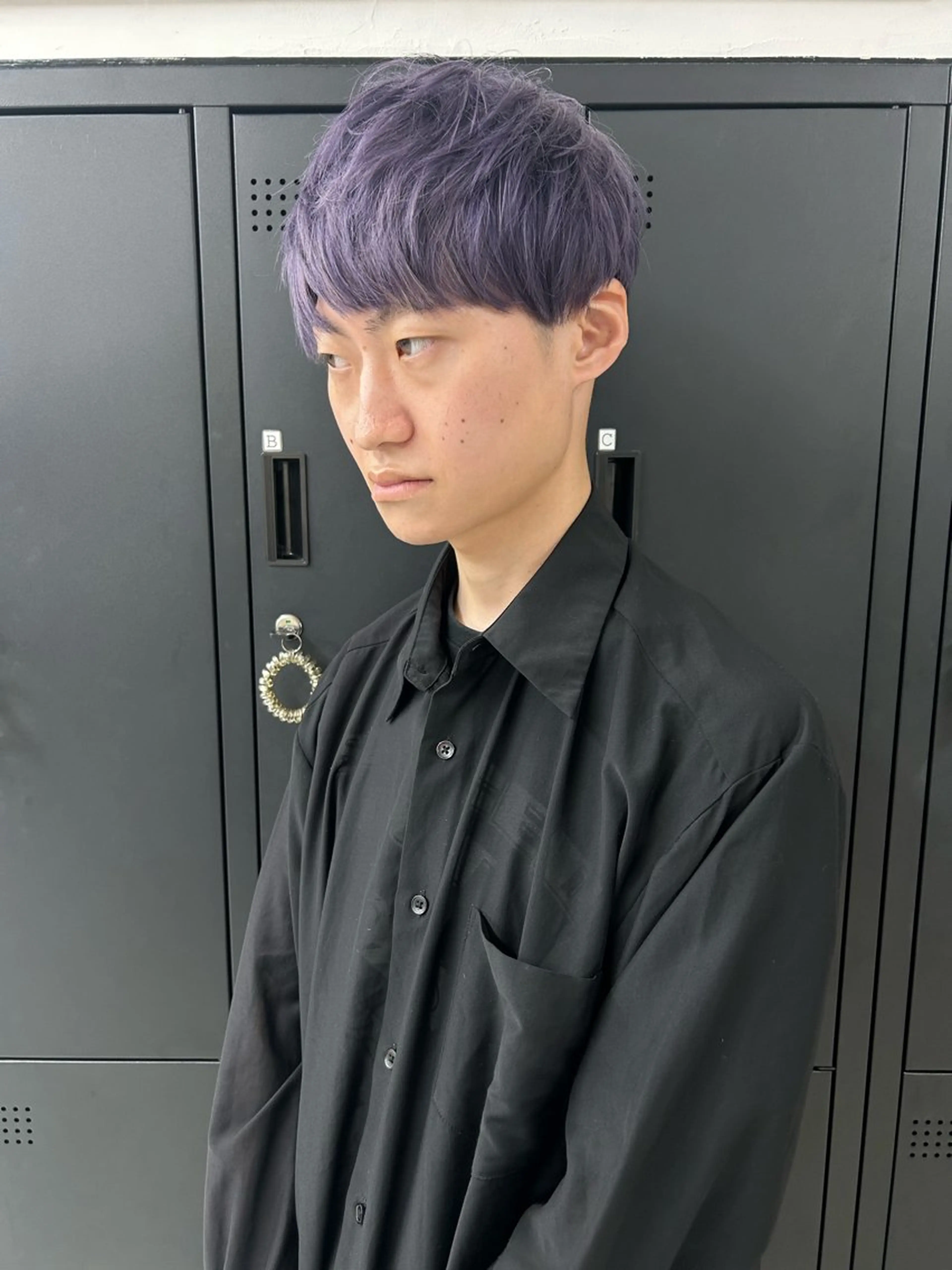ショート カラー パーマ メンズ ブルーカラー ブルーバイオレット ダブルカラー バイオレットカラー ヘアカラー トレンドメンズパーマ /タカシマダイスケのヘアスタイル