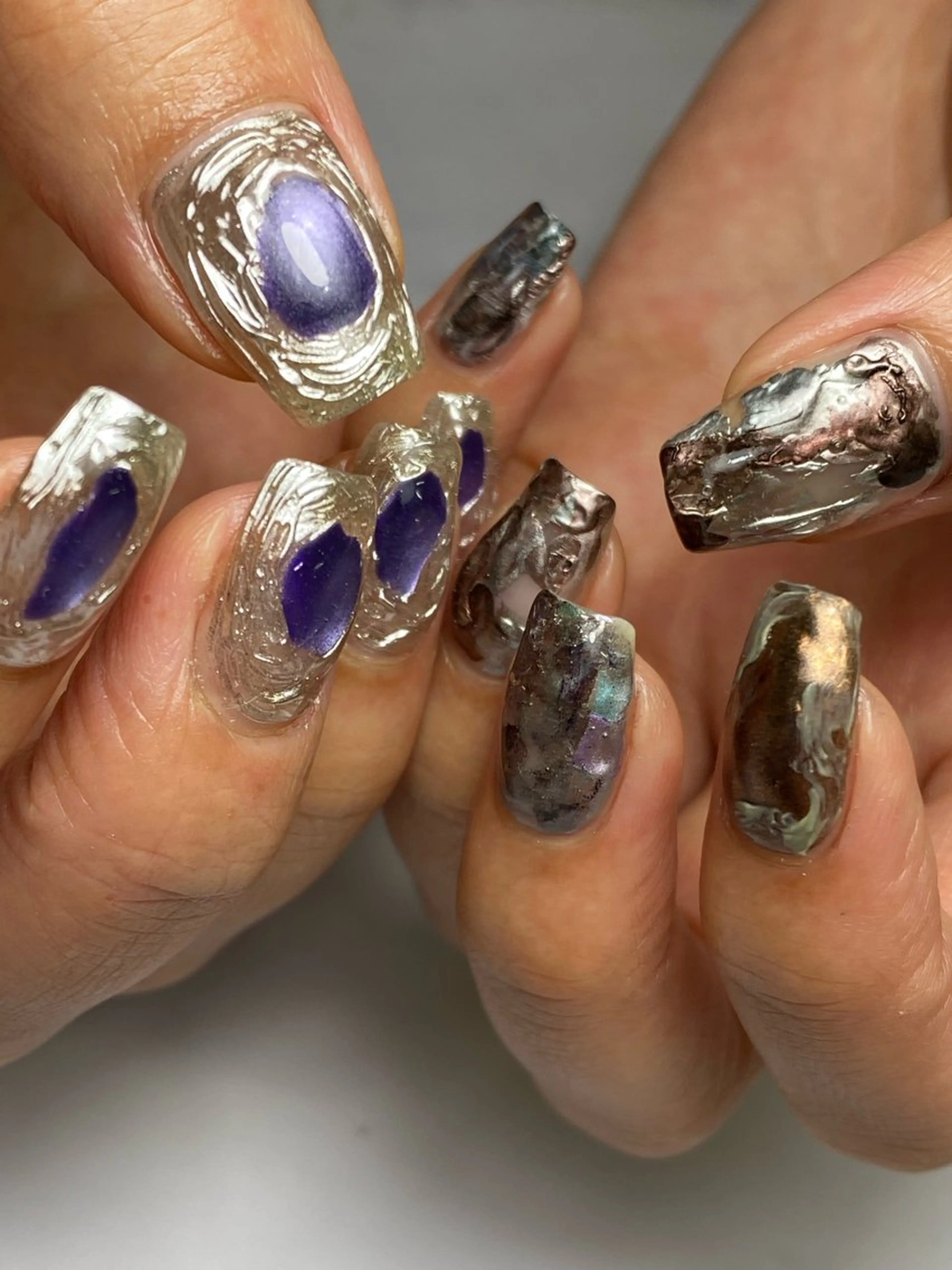 ネイル 成人式 フレンチネイル ジェルネイル ガーリー マグネットネイル ハンドネイル 草加ニュアンスネイル 🌚hersのネイルデザイン