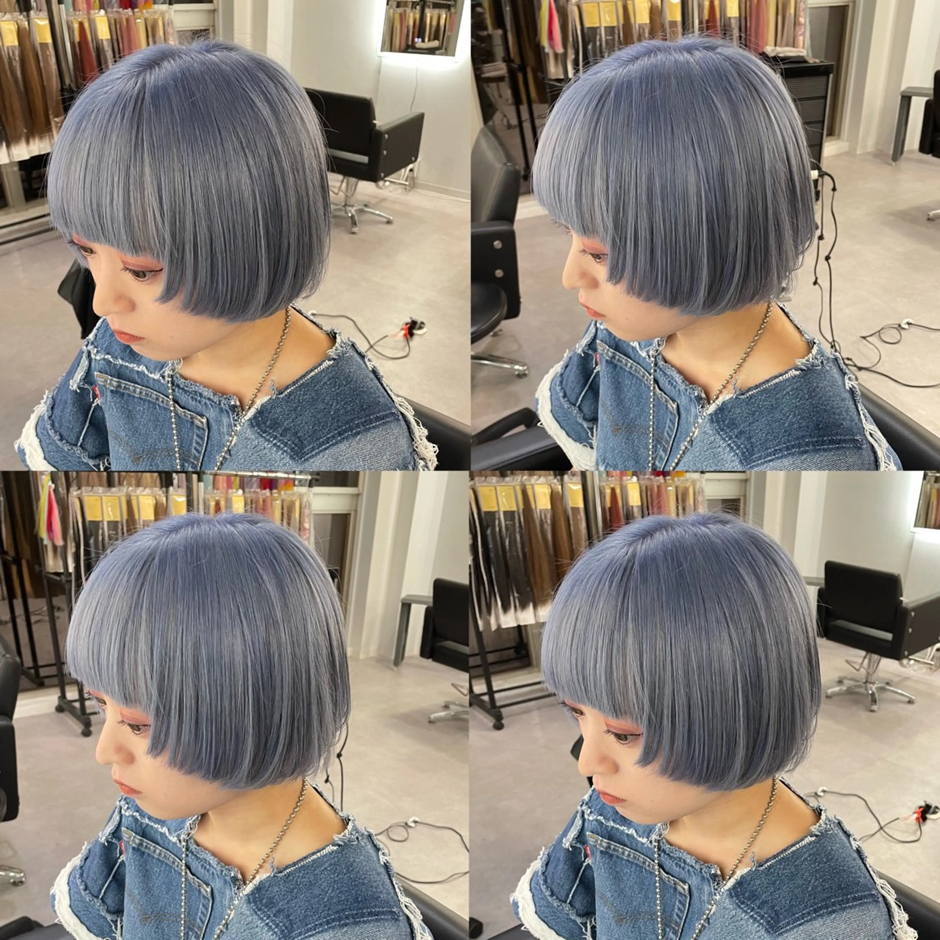 ショート カラー ブルーカラー エクステ Cielro【 シェイロ 】所属・Cielro/ダブル カラー/西田咲希のヘアスタイル