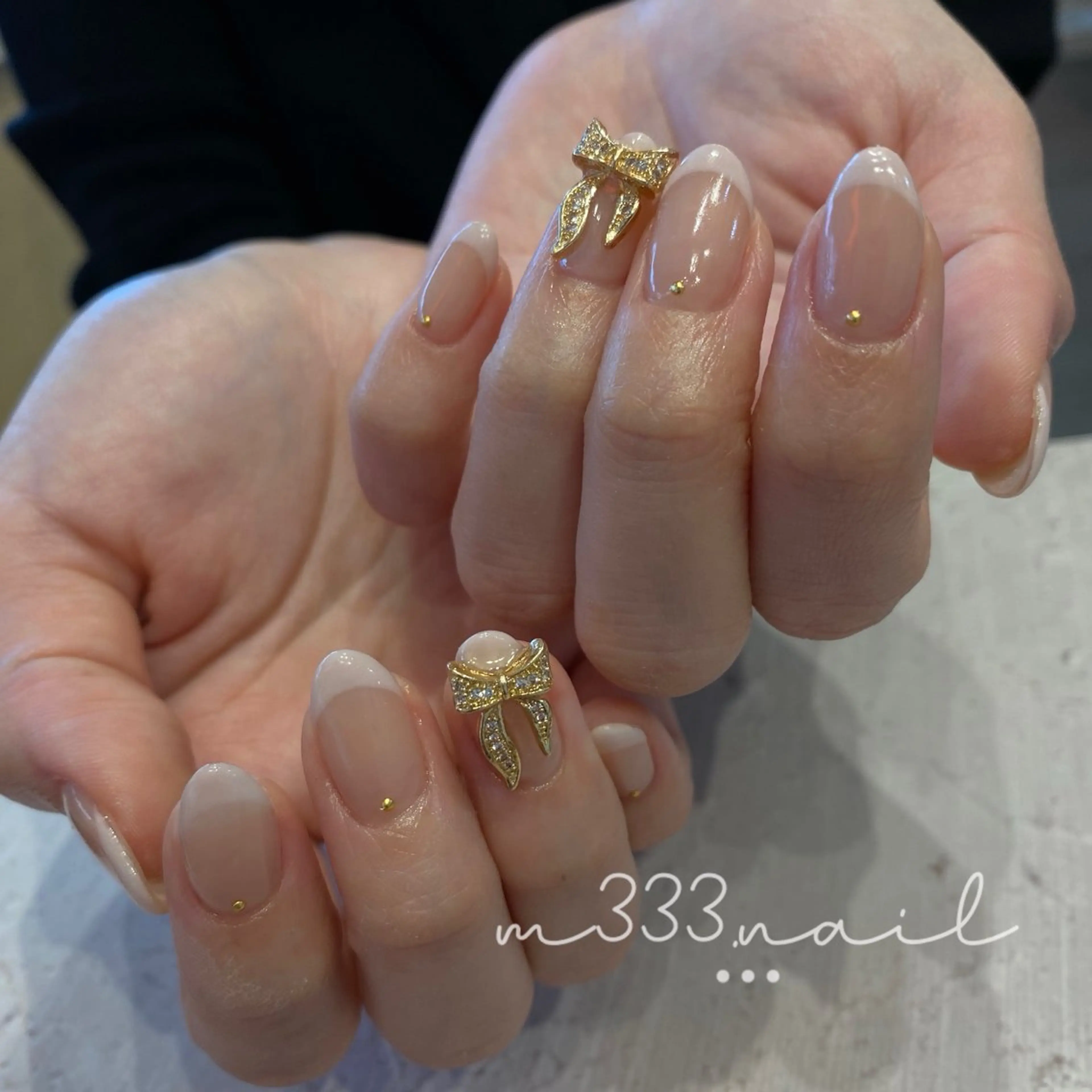 ネイル フレンチネイル リボン シンプルネイル ハンドネイル hair  MILE.所属・MILE. mukonosouのネイルデザイン