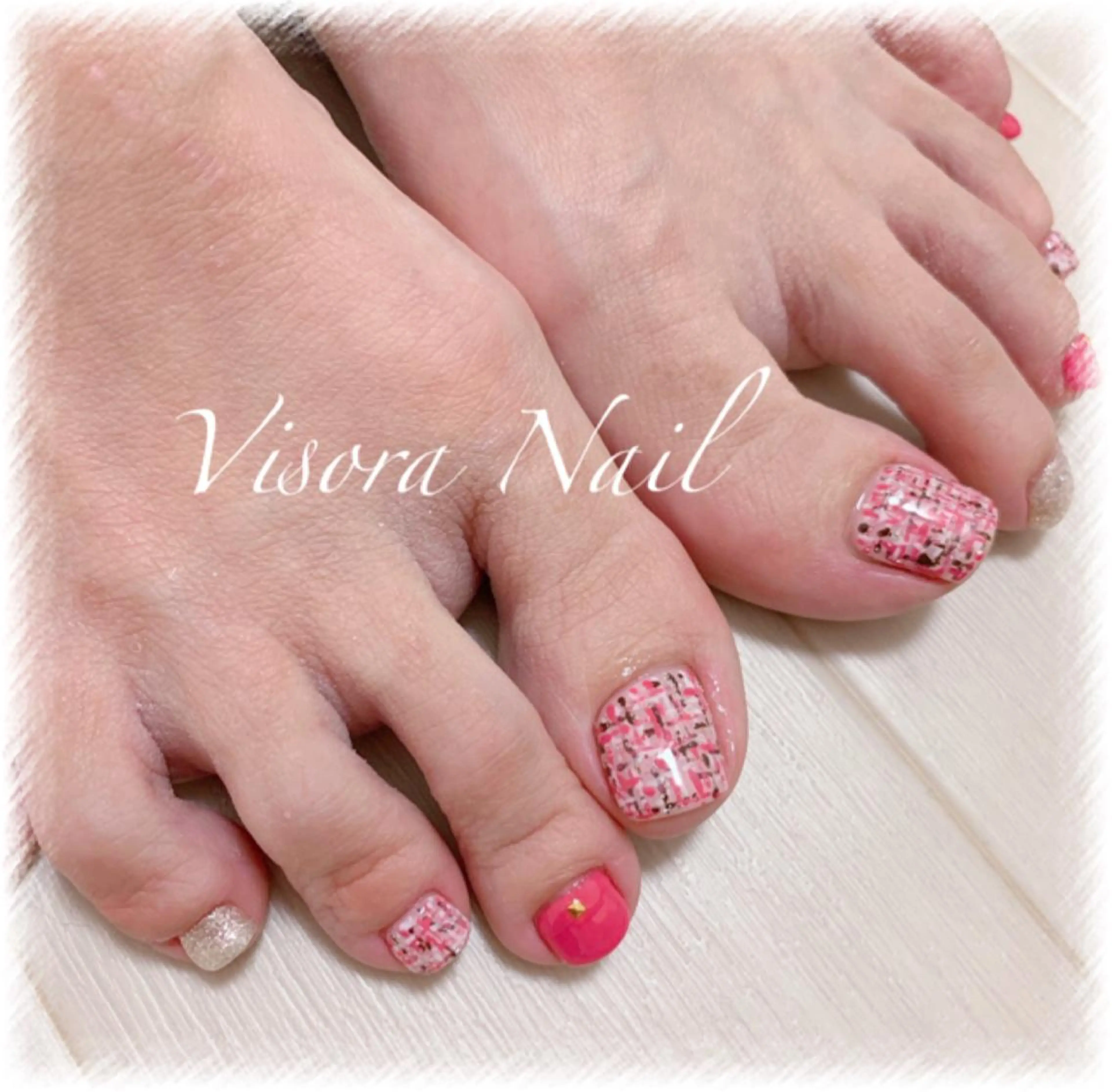 ネイル フットネイル ツイードネイル 美SORA ～ｳﾞｨｿﾗ～のネイルデザイン