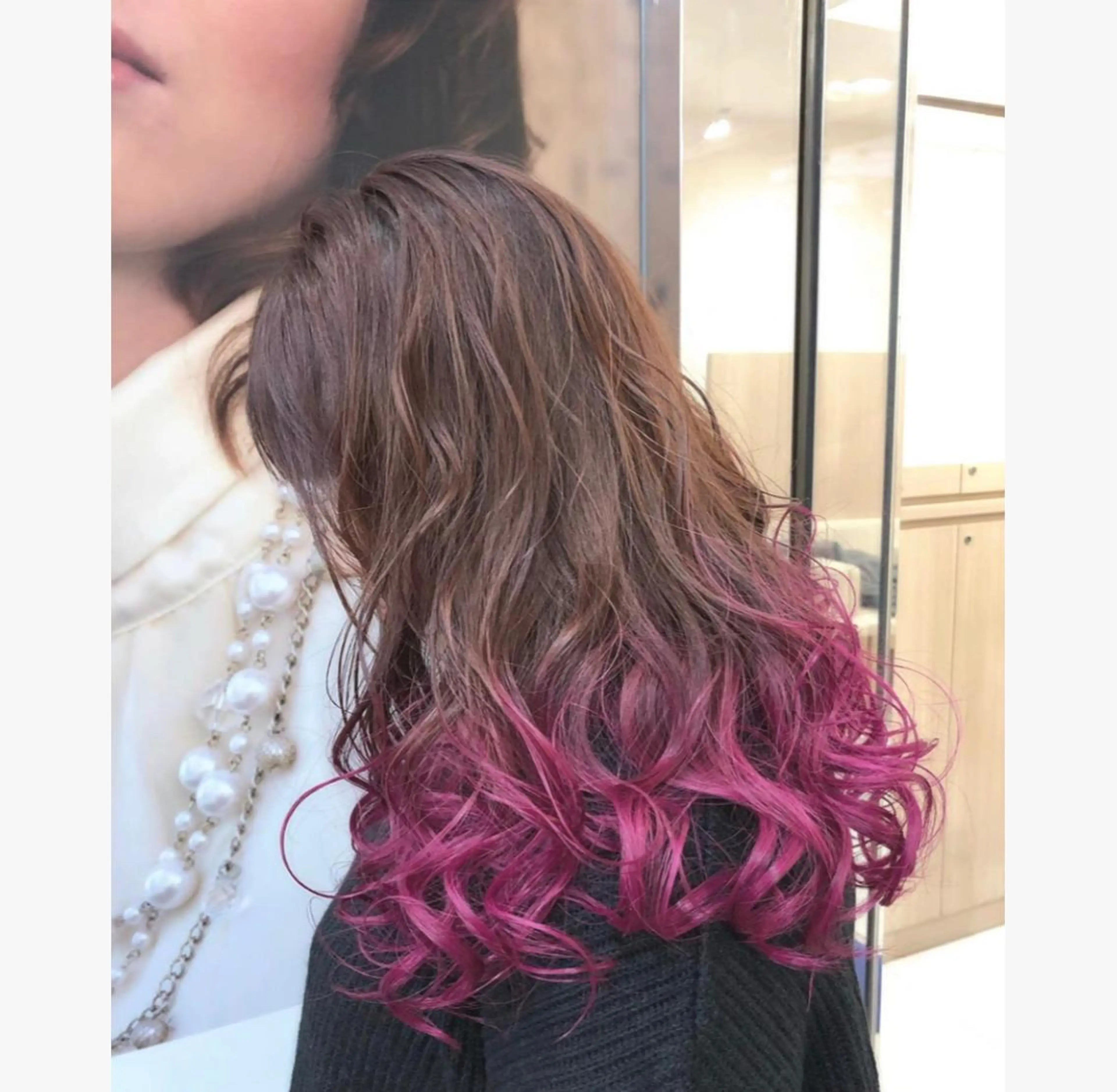 ロング カラー ヘアカラー トリートメント 店長ハイトーンカラー 柞山史奈のヘアスタイル