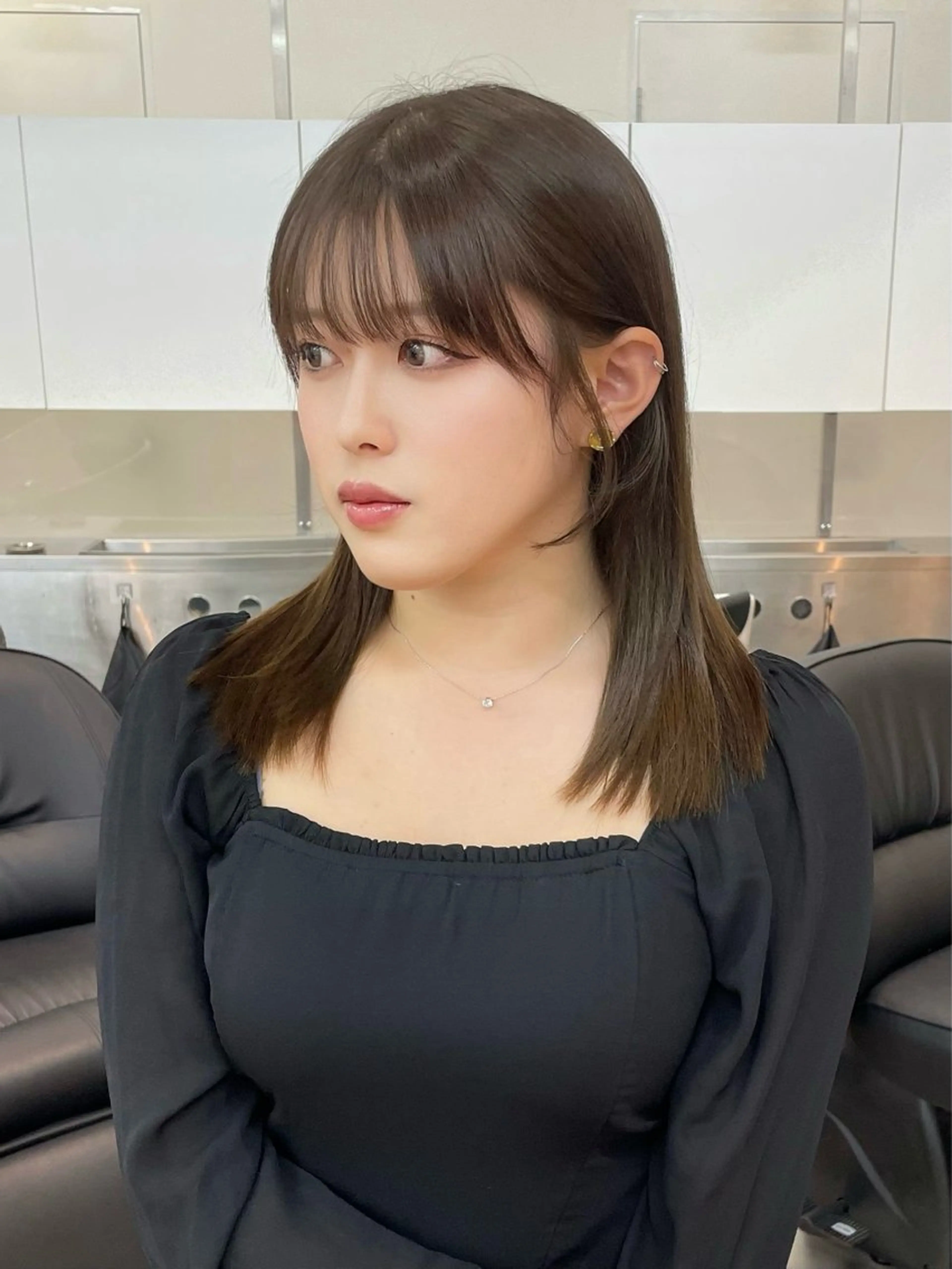 ミディアム カラー カット ヘアカラー トリートメント 韓国風/レイヤー/ 長谷七海のヘアスタイル