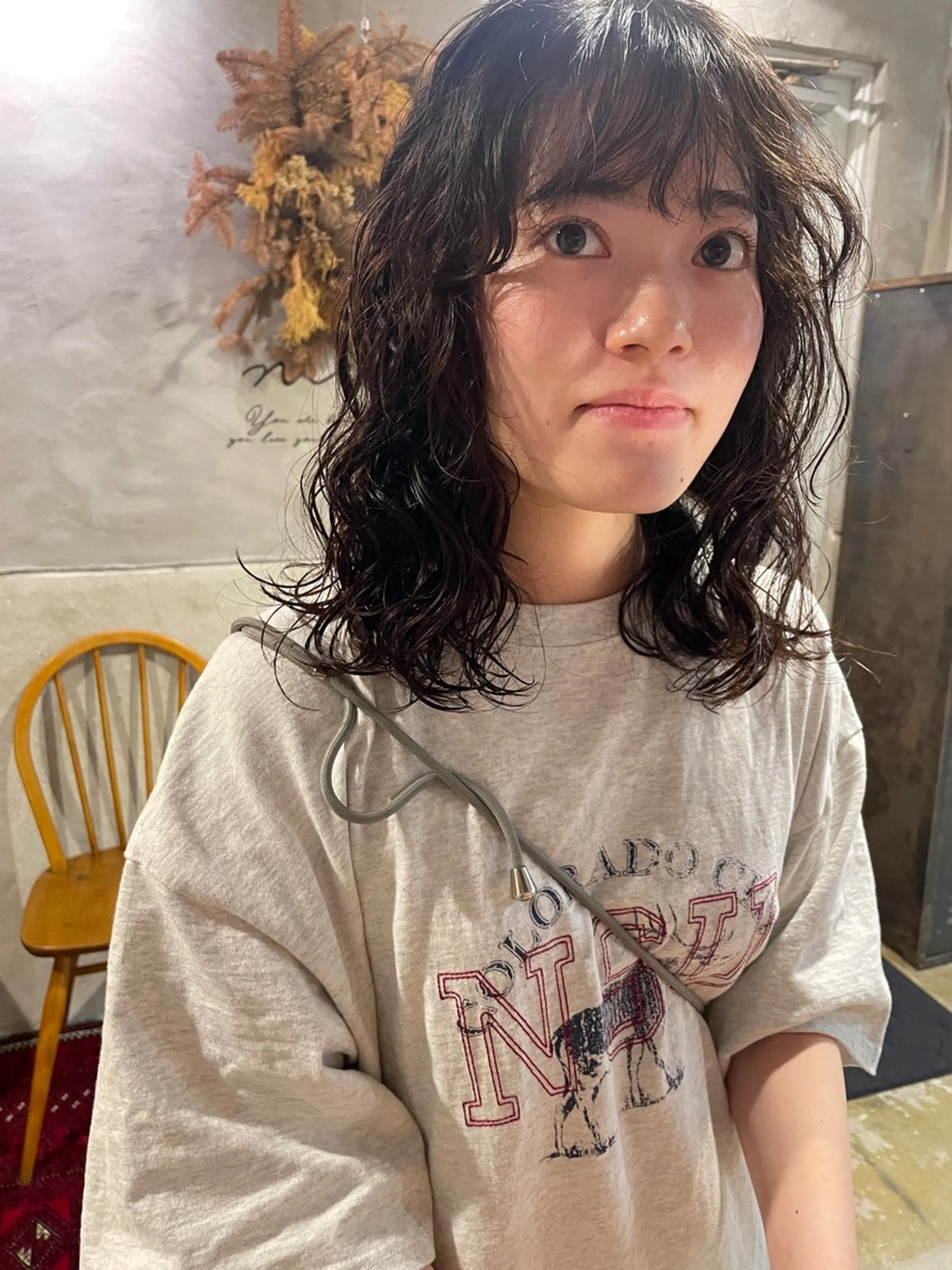 セミロング パーマ カット パーマ トリートメント さの あやねのヘアスタイル