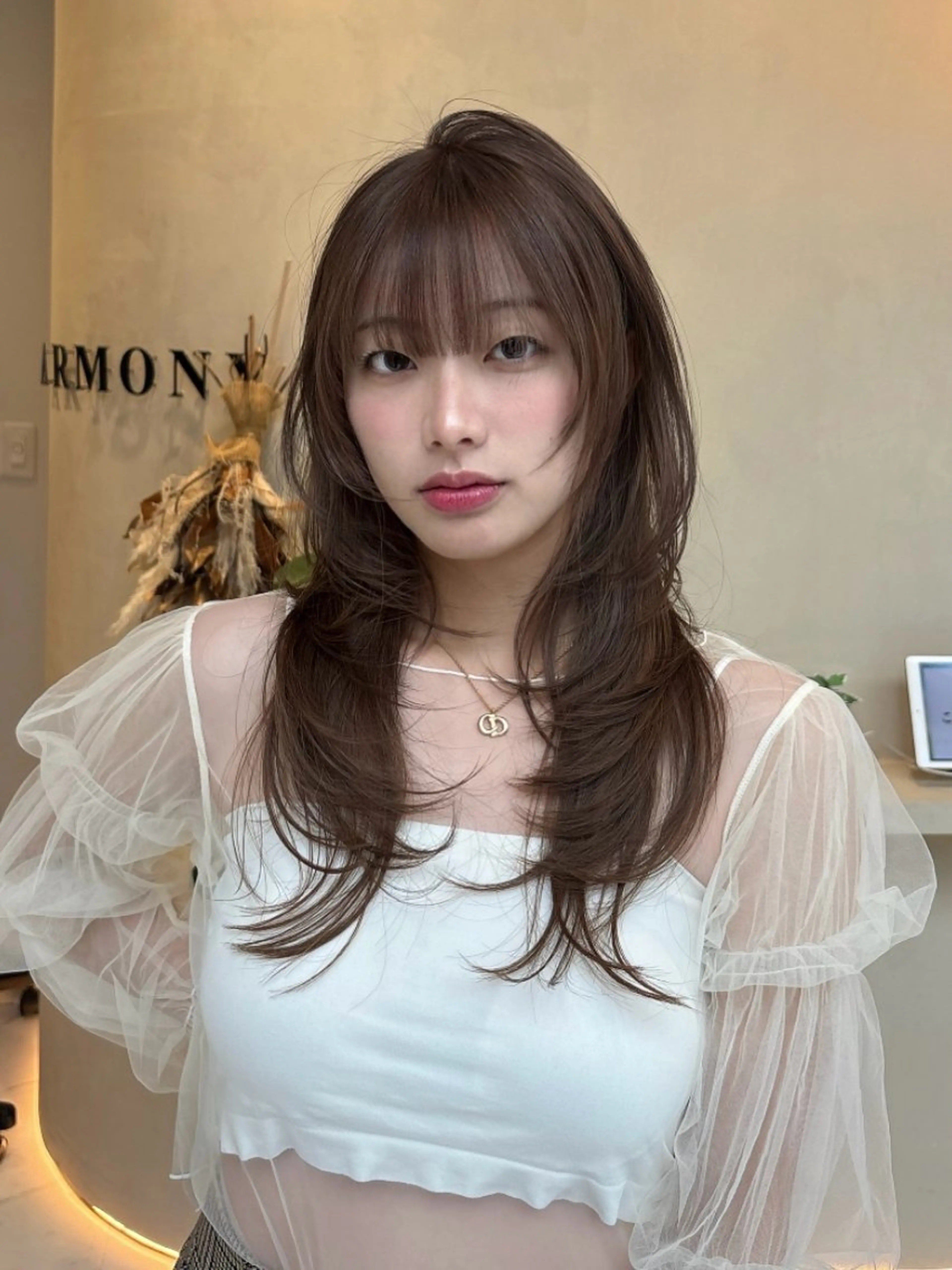 ロング カット ヘアカラー 似合わせレイヤー🪽 グレージュ🪽のあのヘアスタイル