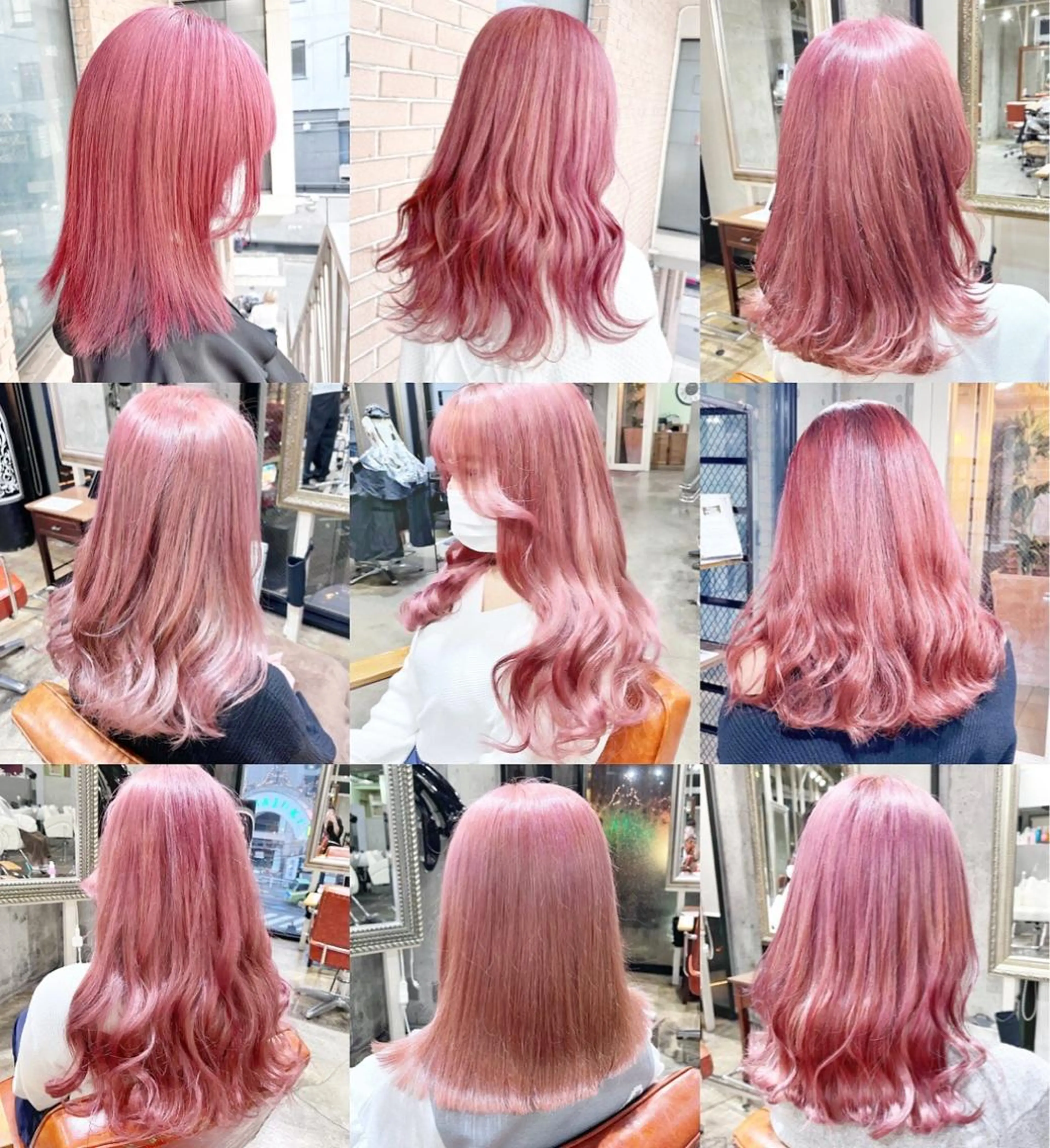 セミロング カラー ヘアアレンジ ブリーチ ヘアカラー ピンクカラー🩷 ヘアセットＮＯ.1のヘアスタイル