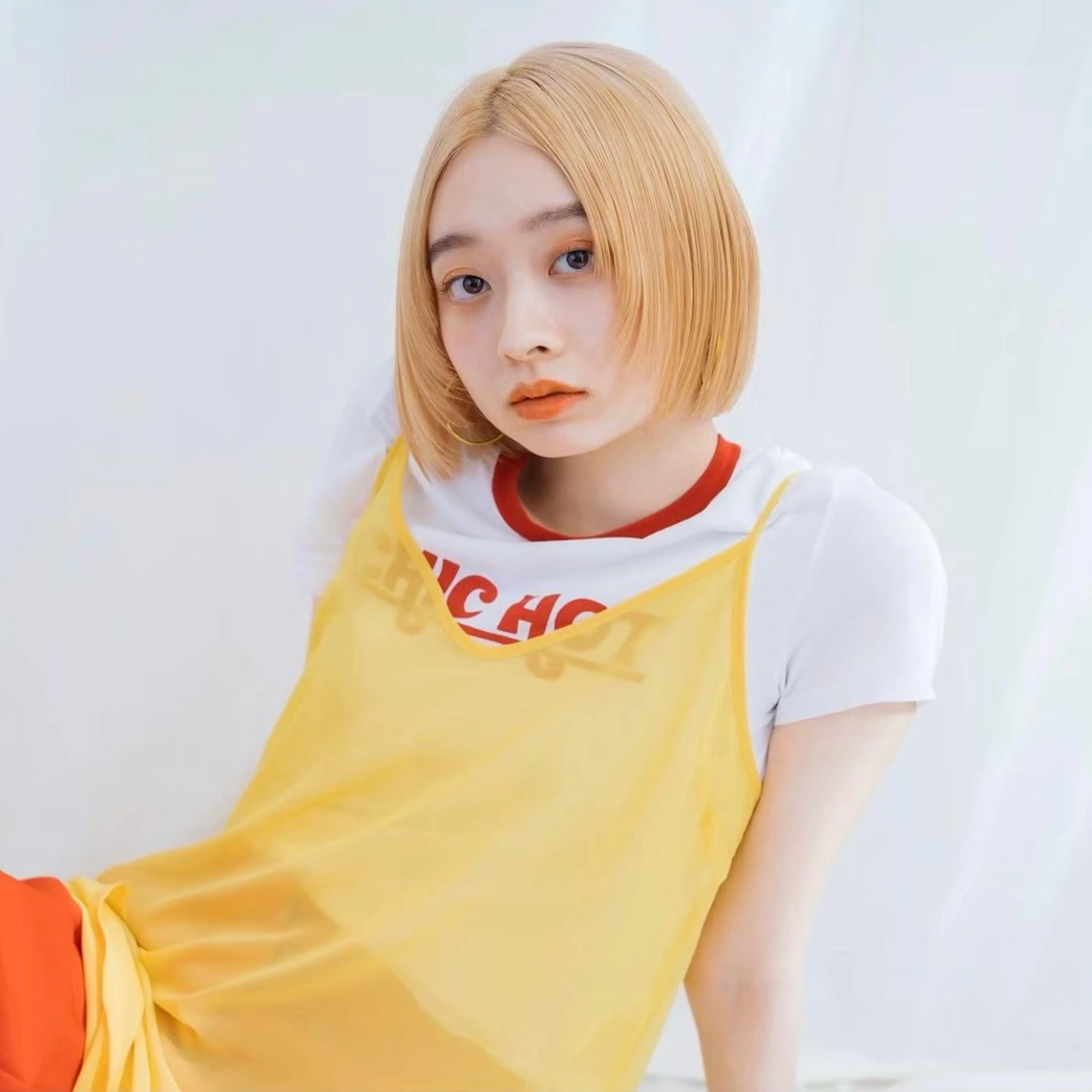 ショート カラー ヘアカラー トリートメント ヘアセット 🟠ブリーチ/ ナチュラル🟠りりのヘアスタイル