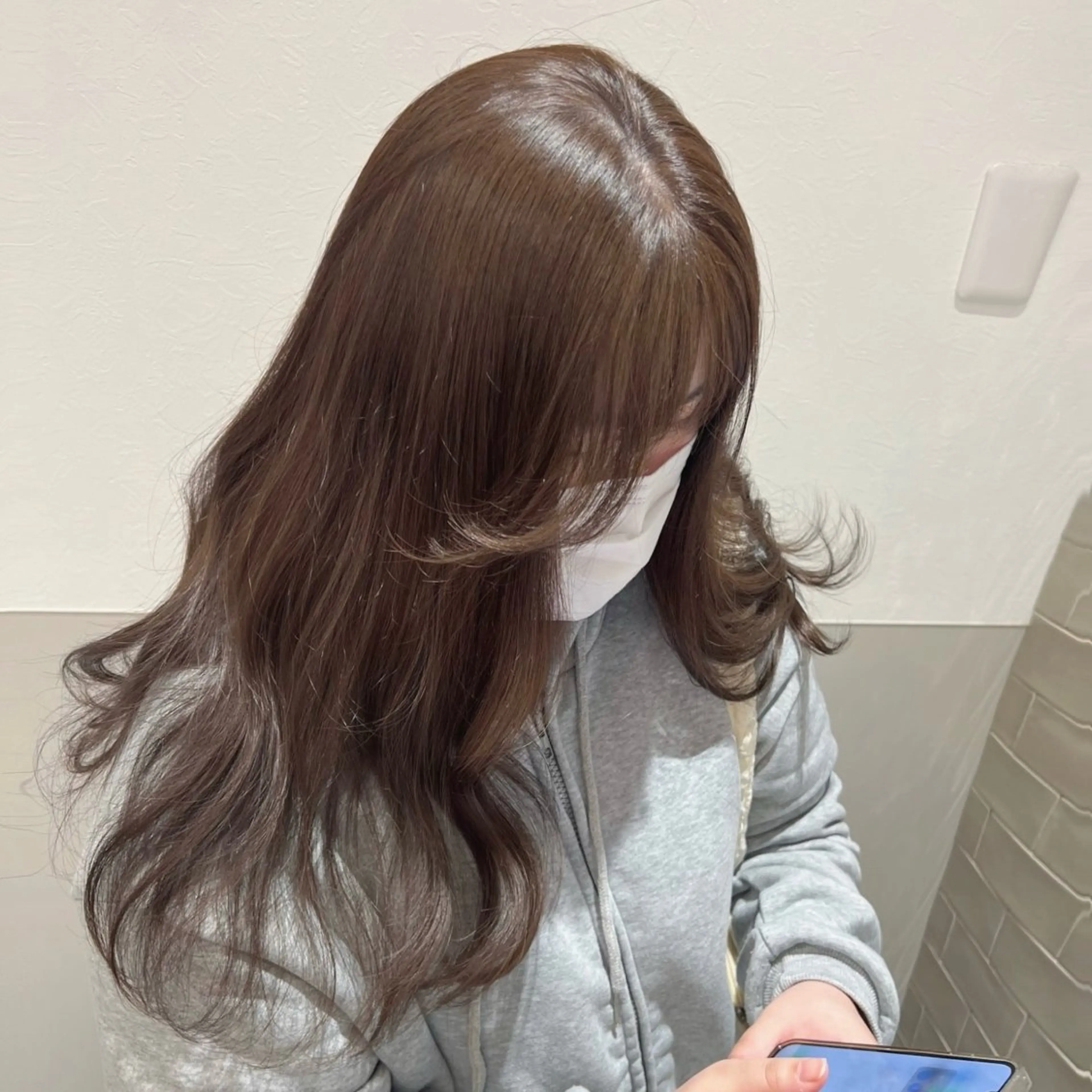 セミロング カット ヘアカラー トリートメント 韓国モテhair🍑 momoのヘアスタイル