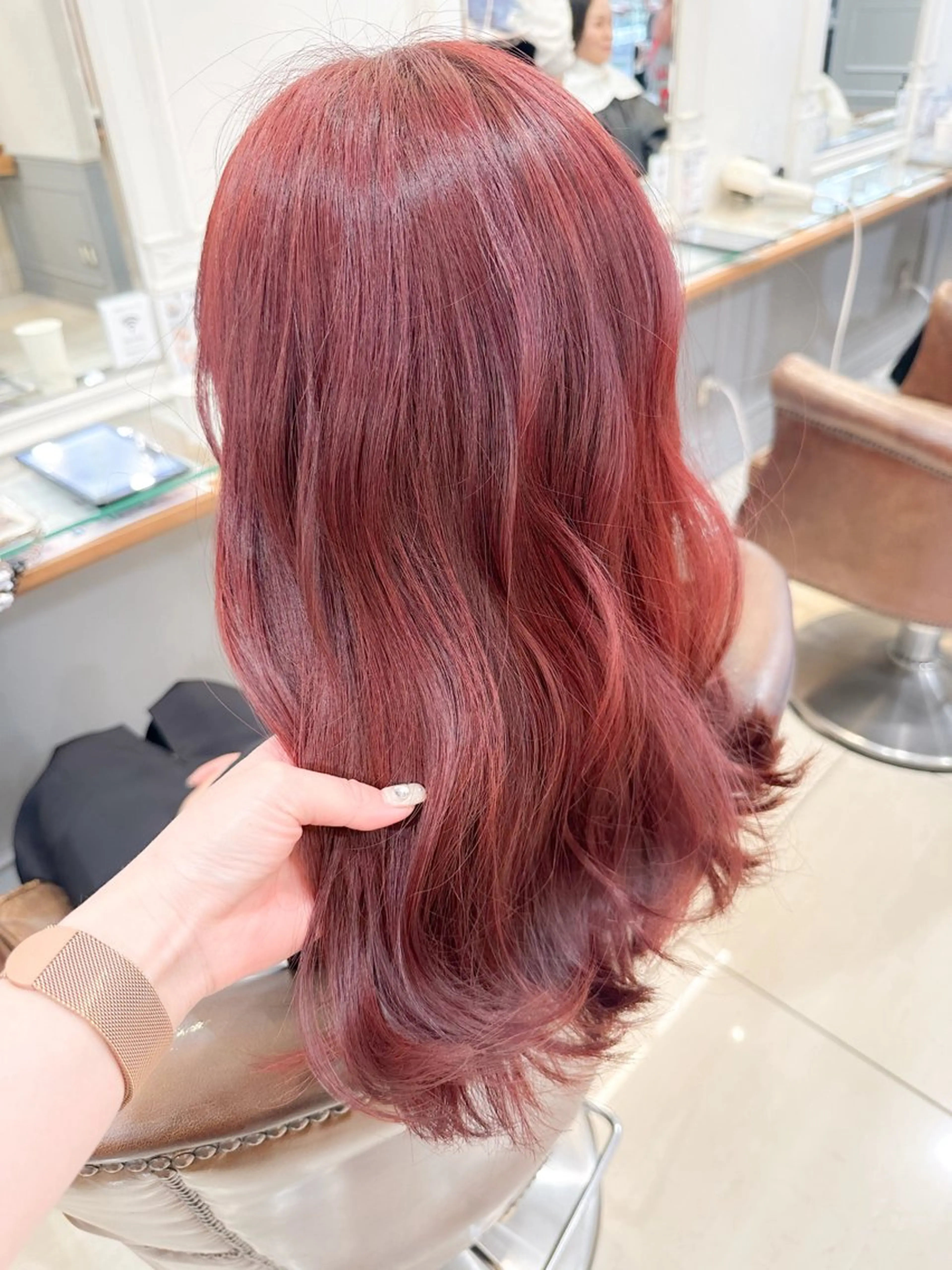 セミロング カラー ブリーチ ダブルカラー ブリーチなしカラー レッドカラー カット ヘアカラー ✨カラー支持No.1 🧸ワキ カナコ🧸のヘアスタイル