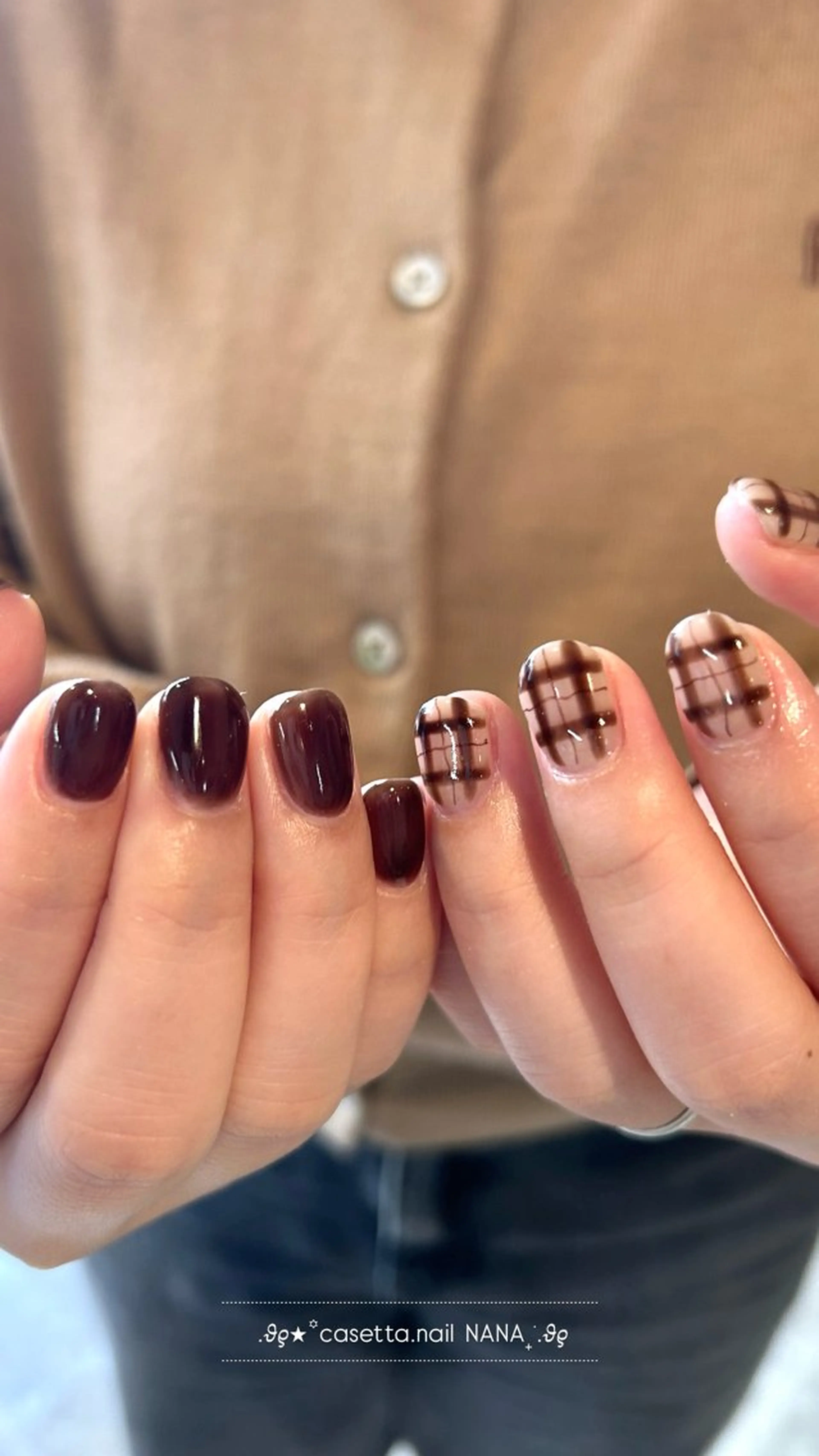 ネイル ブラウン ハンドネイル casetta.nail所属・casetta namiのネイルデザイン