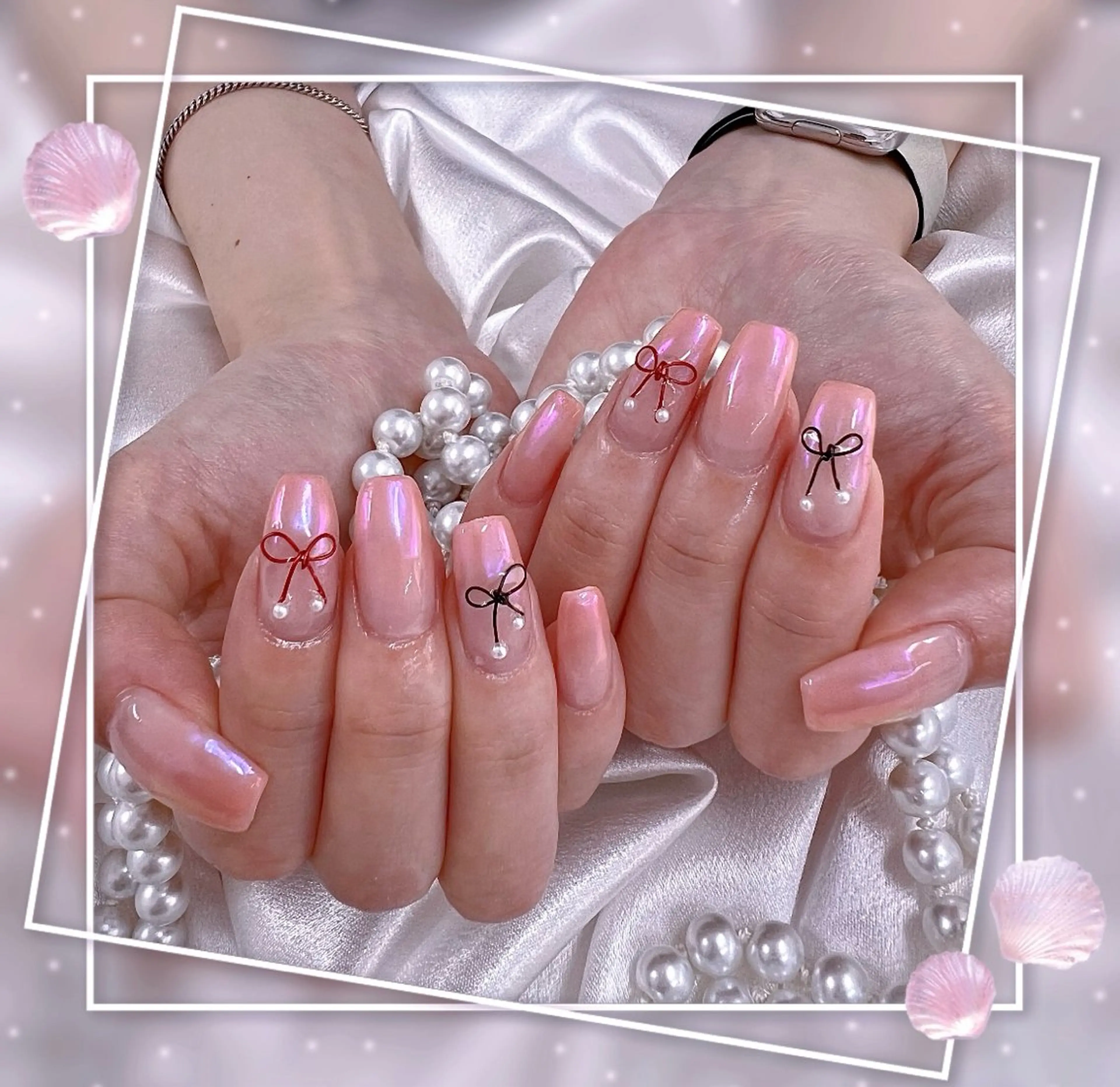ネイル グラデーション キラキラネイル 韓国ネイル マグネットネイル ピンク ハンドネイル Chill Nailsalonのネイルデザイン