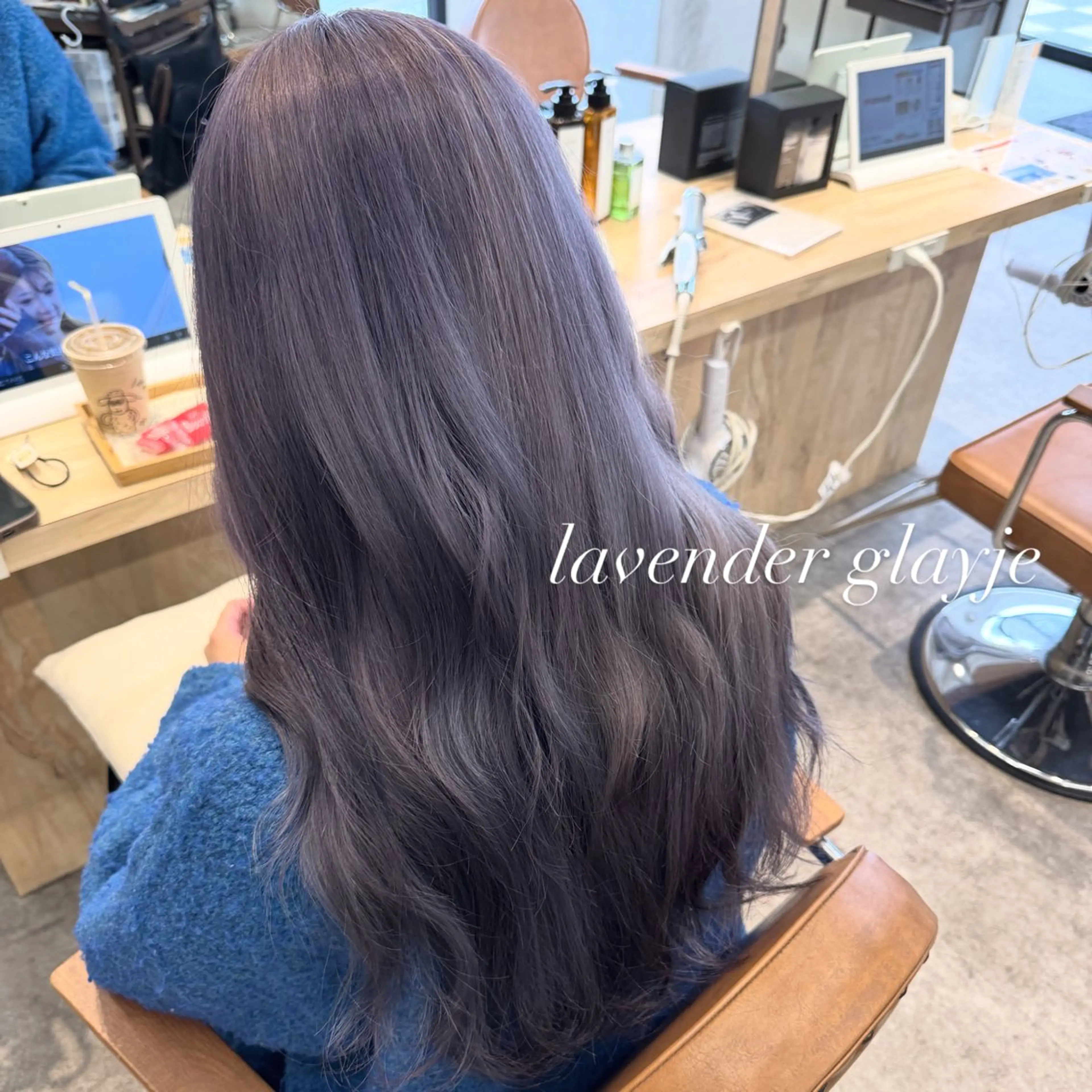 ロング カラー ブリーチ 透明感カラー グレージュ ラベンダーカラー ラベンダーグレージュ カット ヘアカラー オスズ 🎀´-のヘアスタイル