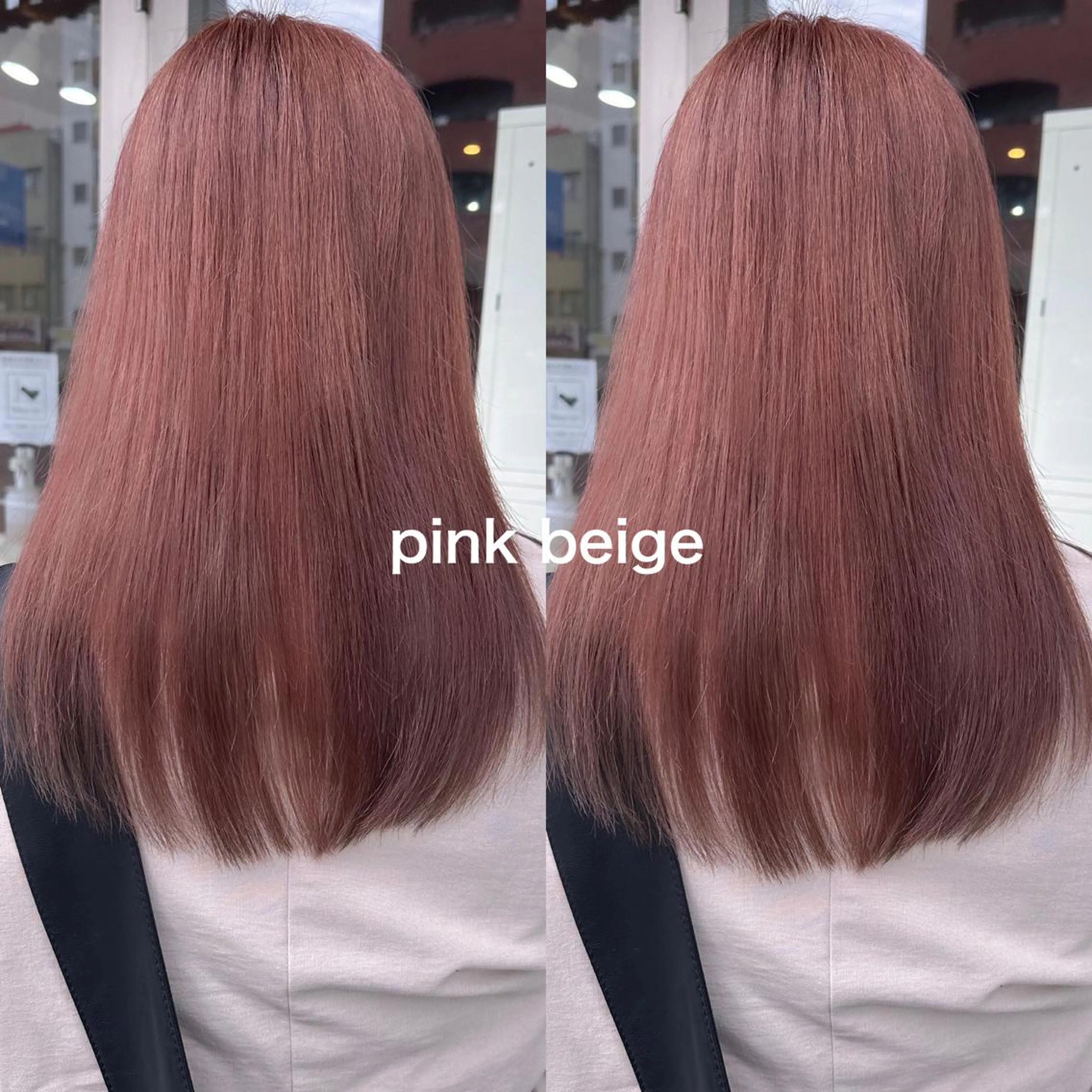 セミロング カラー ベージュカラー ブリーチ ピンクカラー ピンクベージュ 高橋 みく/ minim 暖色のヘアスタイル