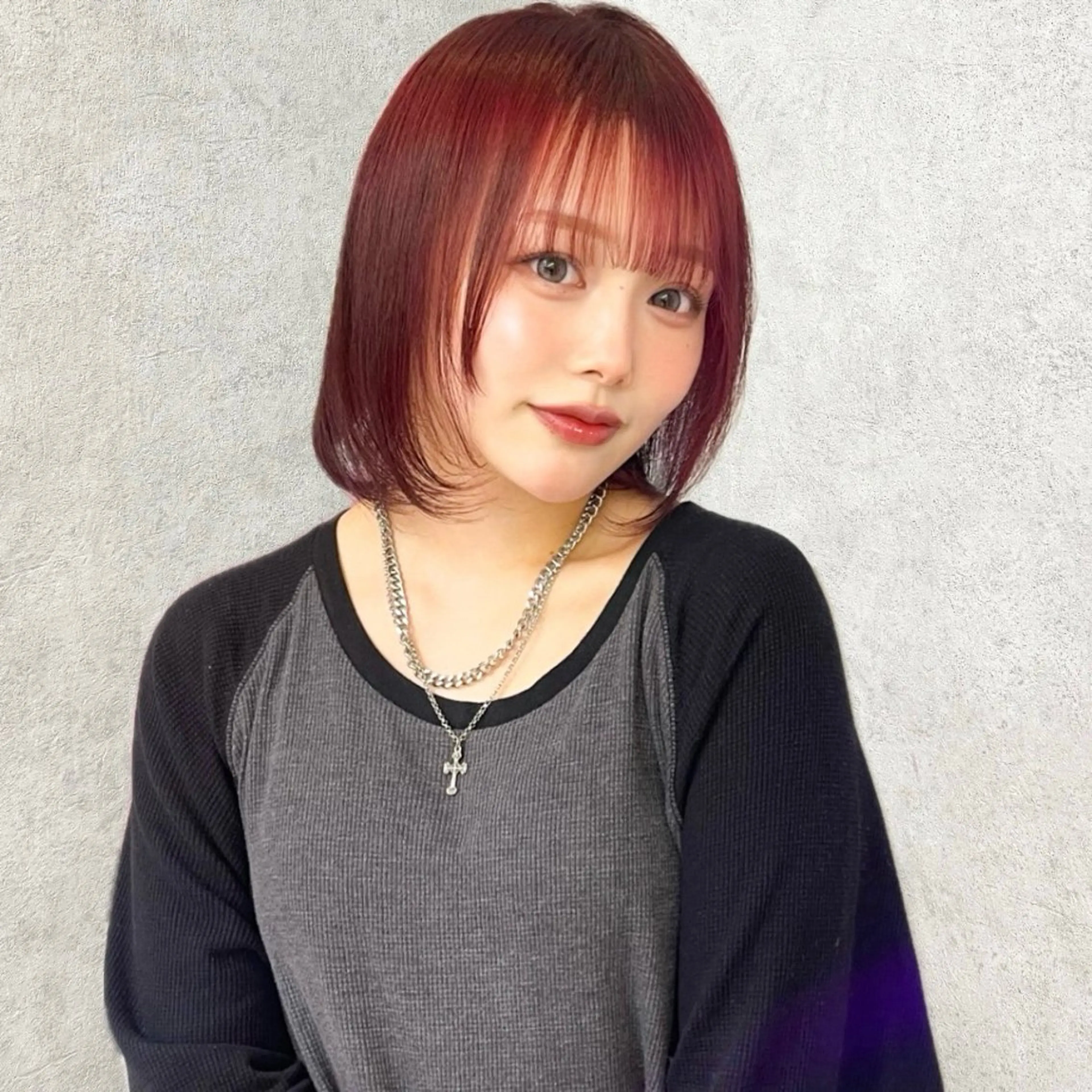 ミディアム カラー レッドカラー 髪質改善 カット ヘアカラー レイヤー/暖色/ ミルクティー/マリアのヘアスタイル
