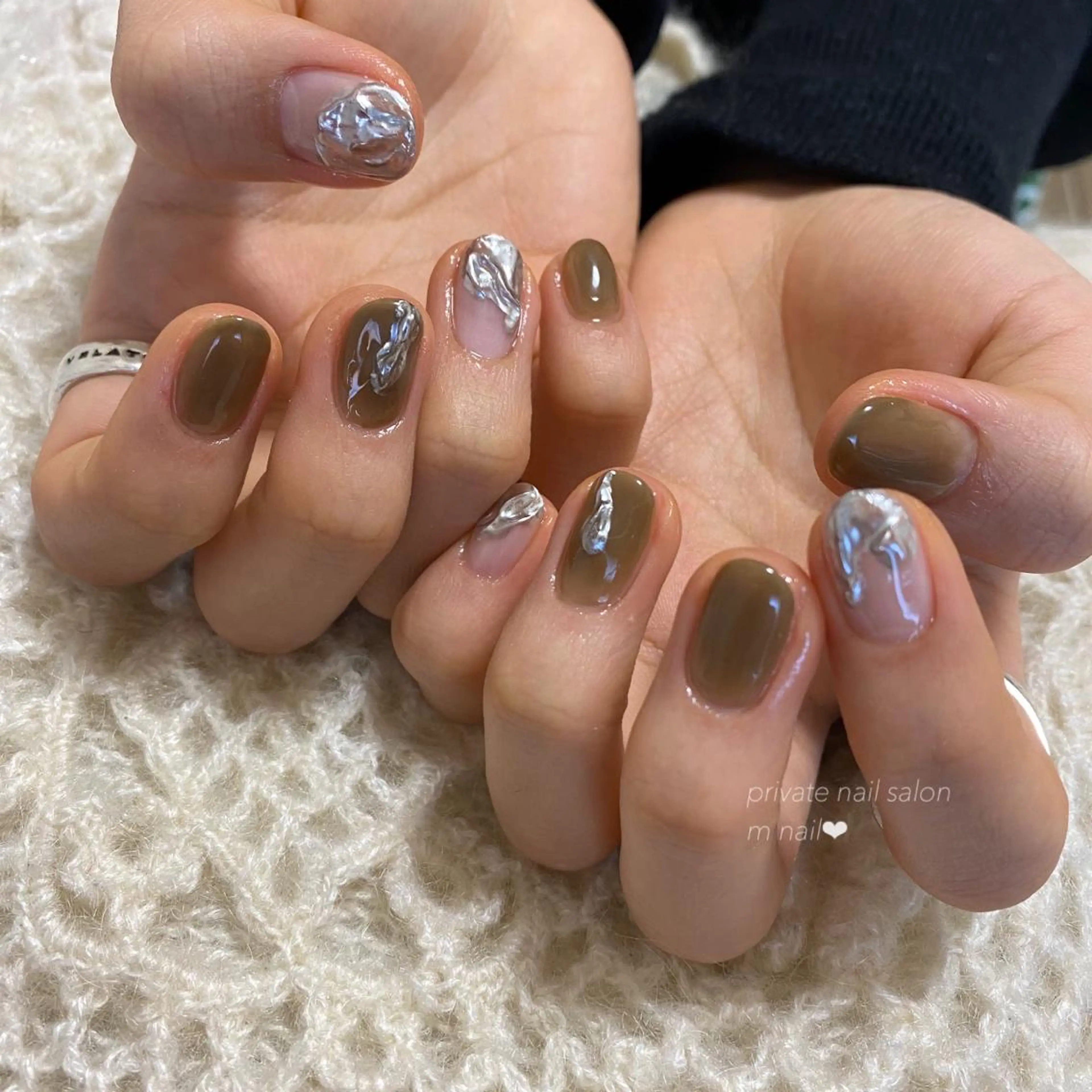 ネイル ピスタチオネイル シルバー ハンドネイル 小河原 舞のネイルデザイン