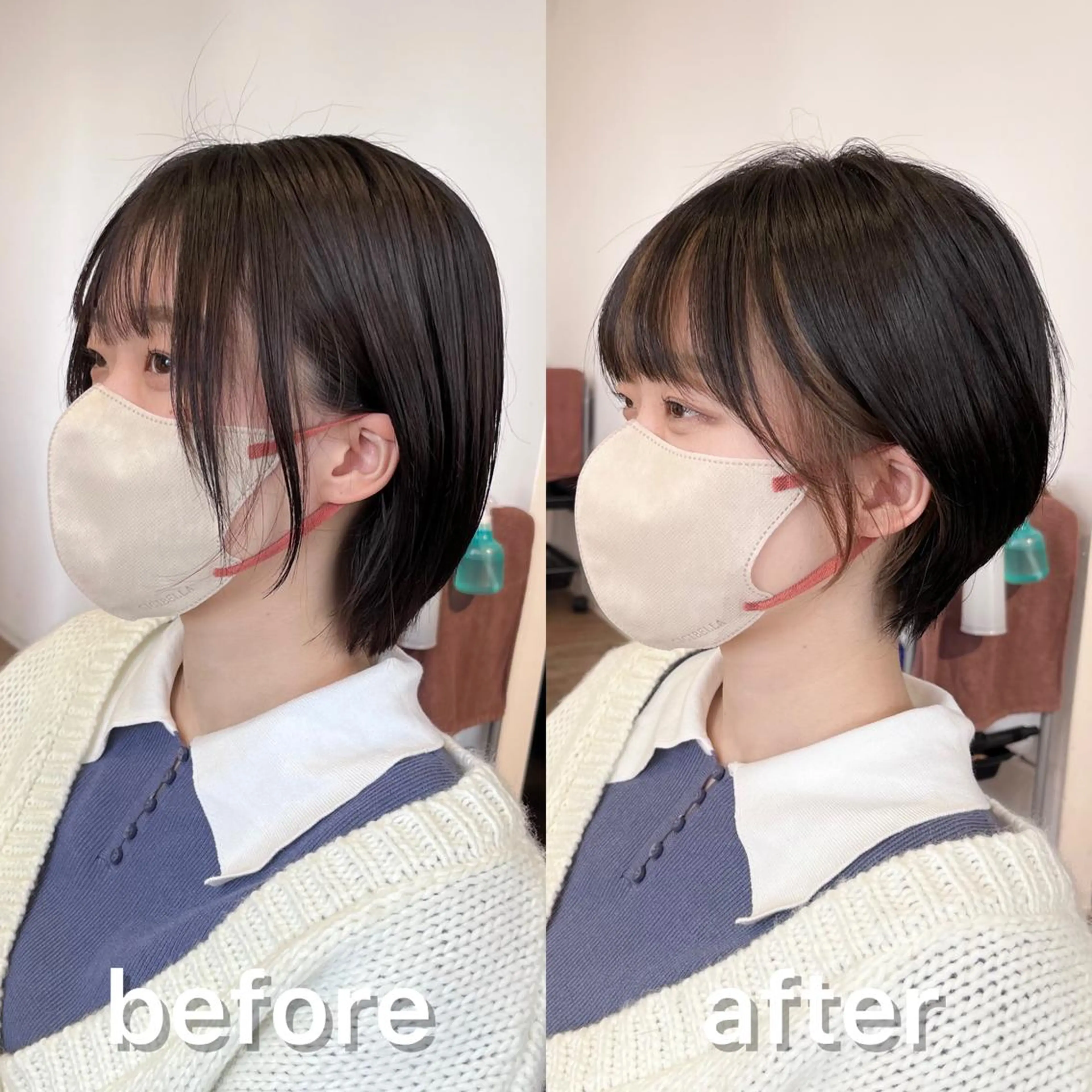 ショート カラー ミストバング ベージュカラー ブリーチ  フェイスフレーミング ショートヘア ヘアカラー KIZU 髪質改善 オカルト怪談のヘアスタイル