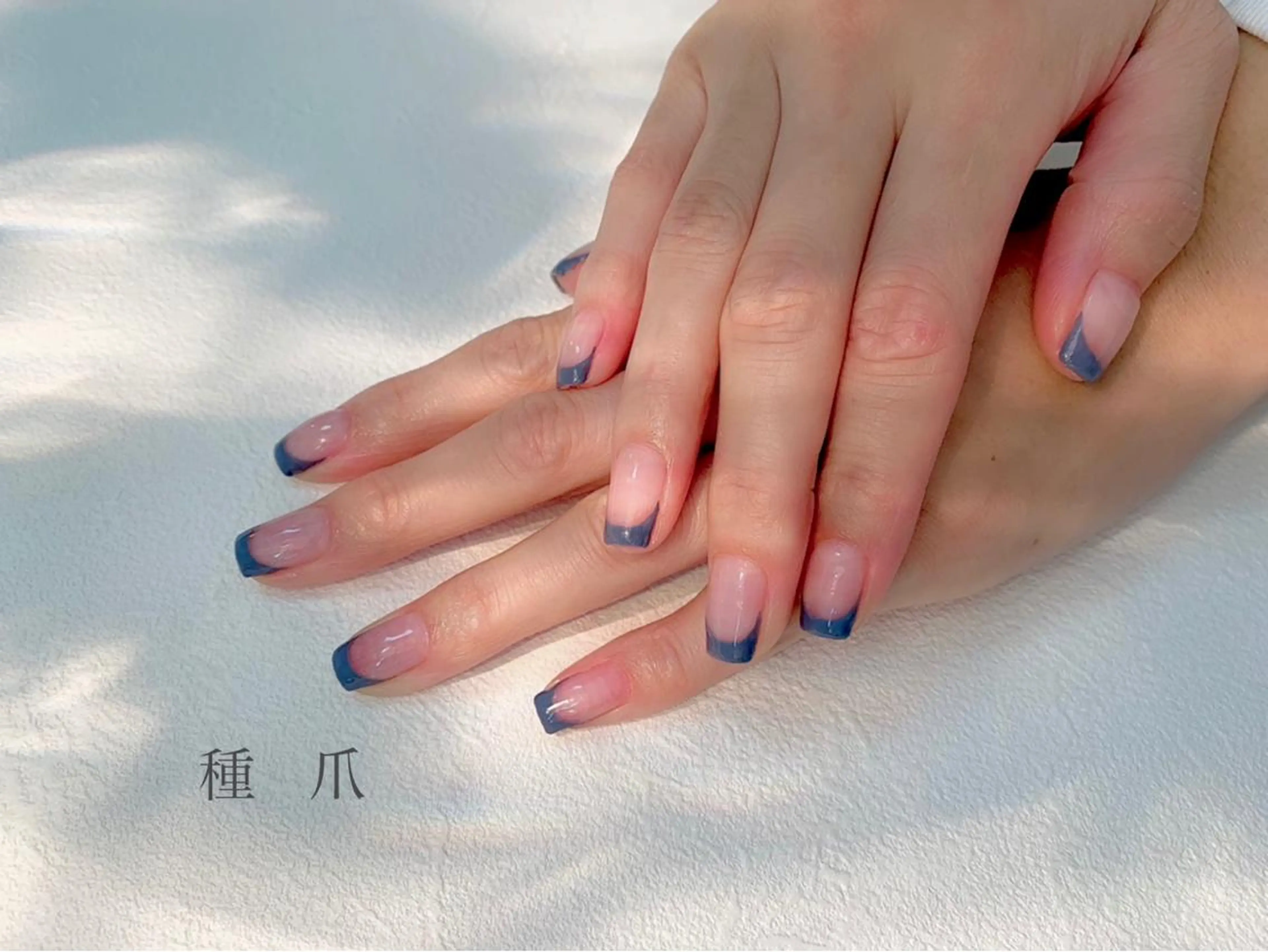 ネイル ブルー フレンチネイル 種爪所属・種爪 たねつめのネイルデザイン