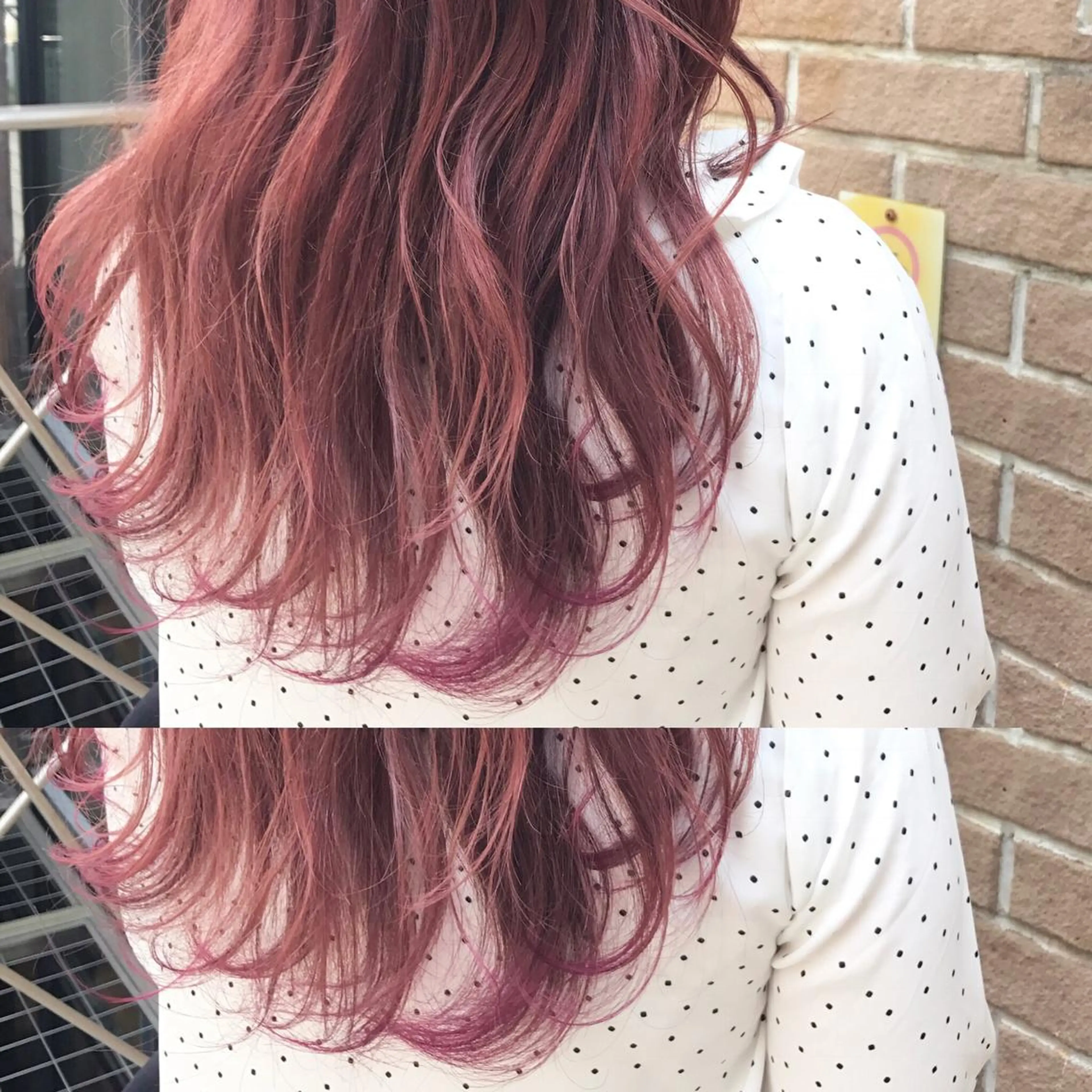 ロング カラー ダブルカラー ピンクカラー 高比良 剛のヘアスタイル
