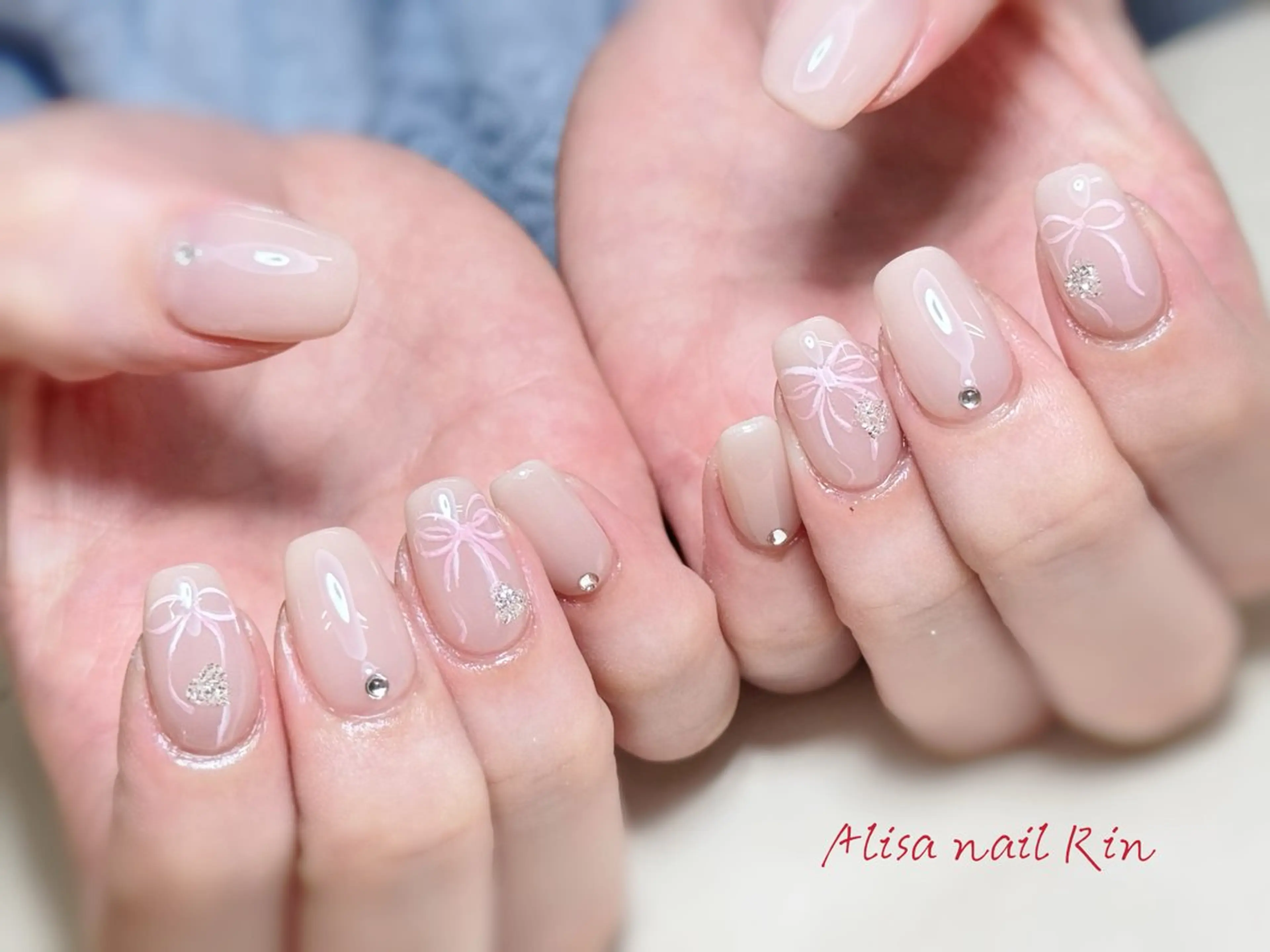 ネイル リボン ハンドネイル Alisa nail Rinのネイルデザイン