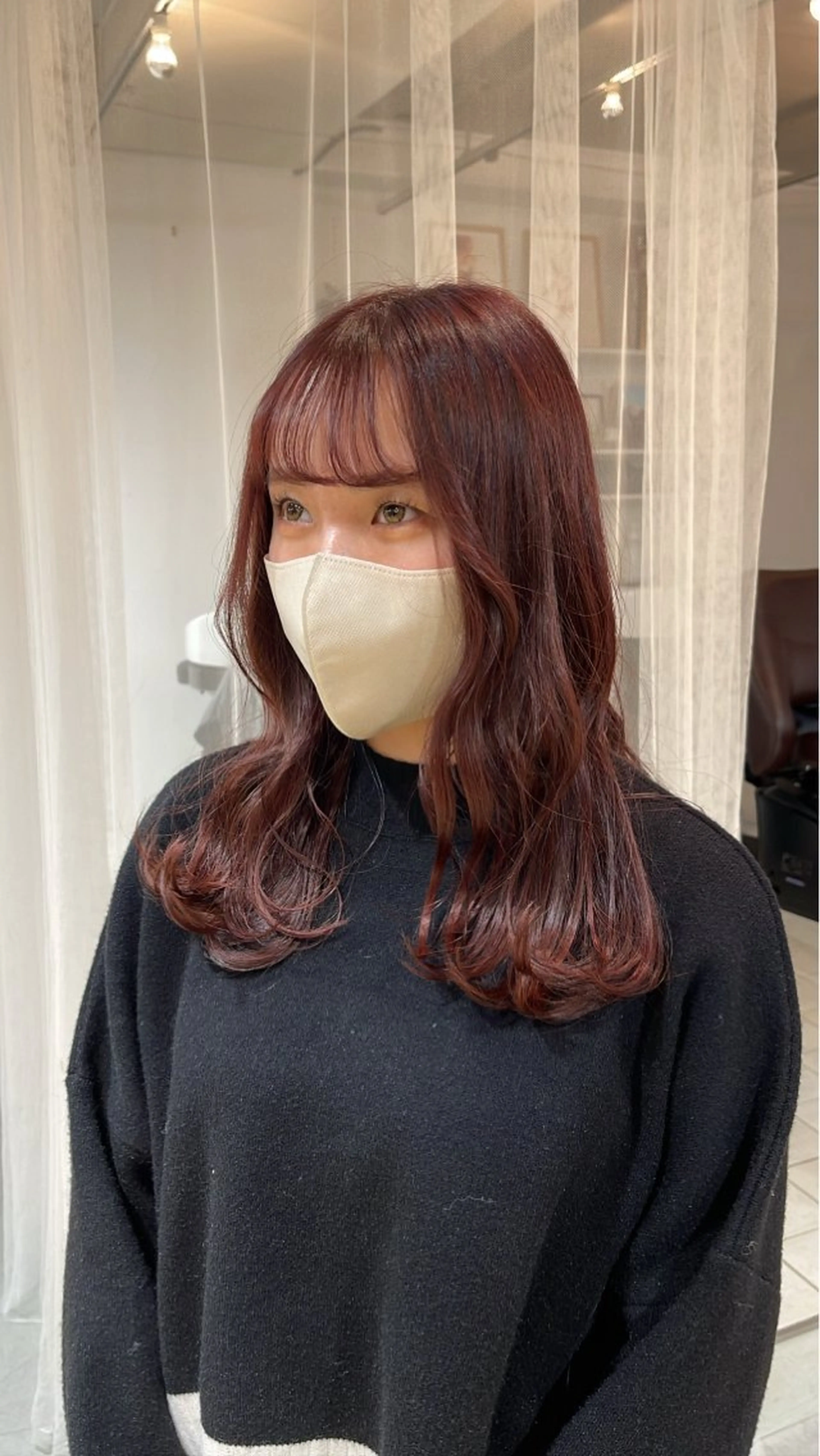 ミディアム カラー ブリーチ ブラウンカラー ブリーチなしカラー ピンクカラー ピンクブラウン ヘアカラー ボブ/レイヤー /河内温太のヘアスタイル