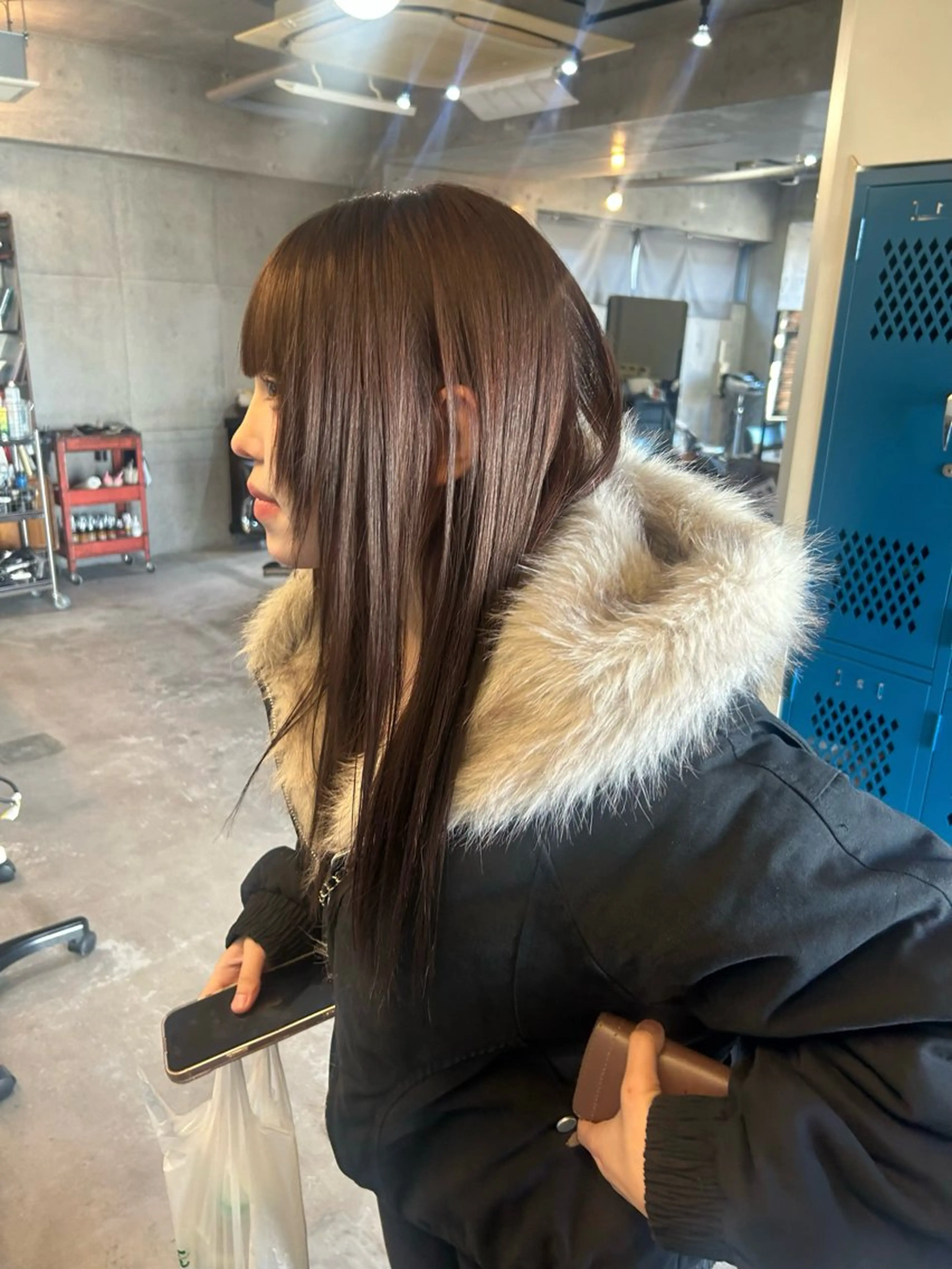 ロング カラー ブリーチ ブラウンカラー ココアブラウン カット ヘアカラー レイヤーカット/ルー ツカラー/EMIRIのヘアスタイル