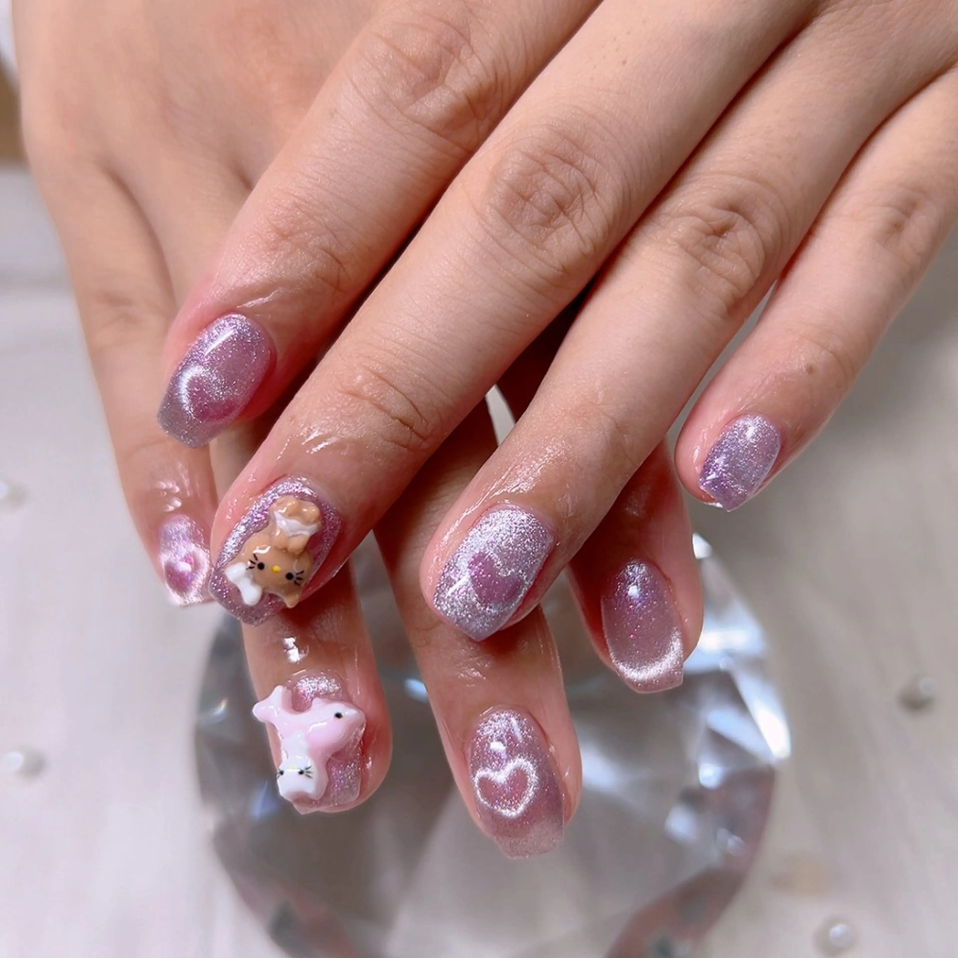 ネイル ハート マグネットネイル ニュアンスネイル オフィスネイル シンプルネイル Cute Tips nailのネイルデザイン