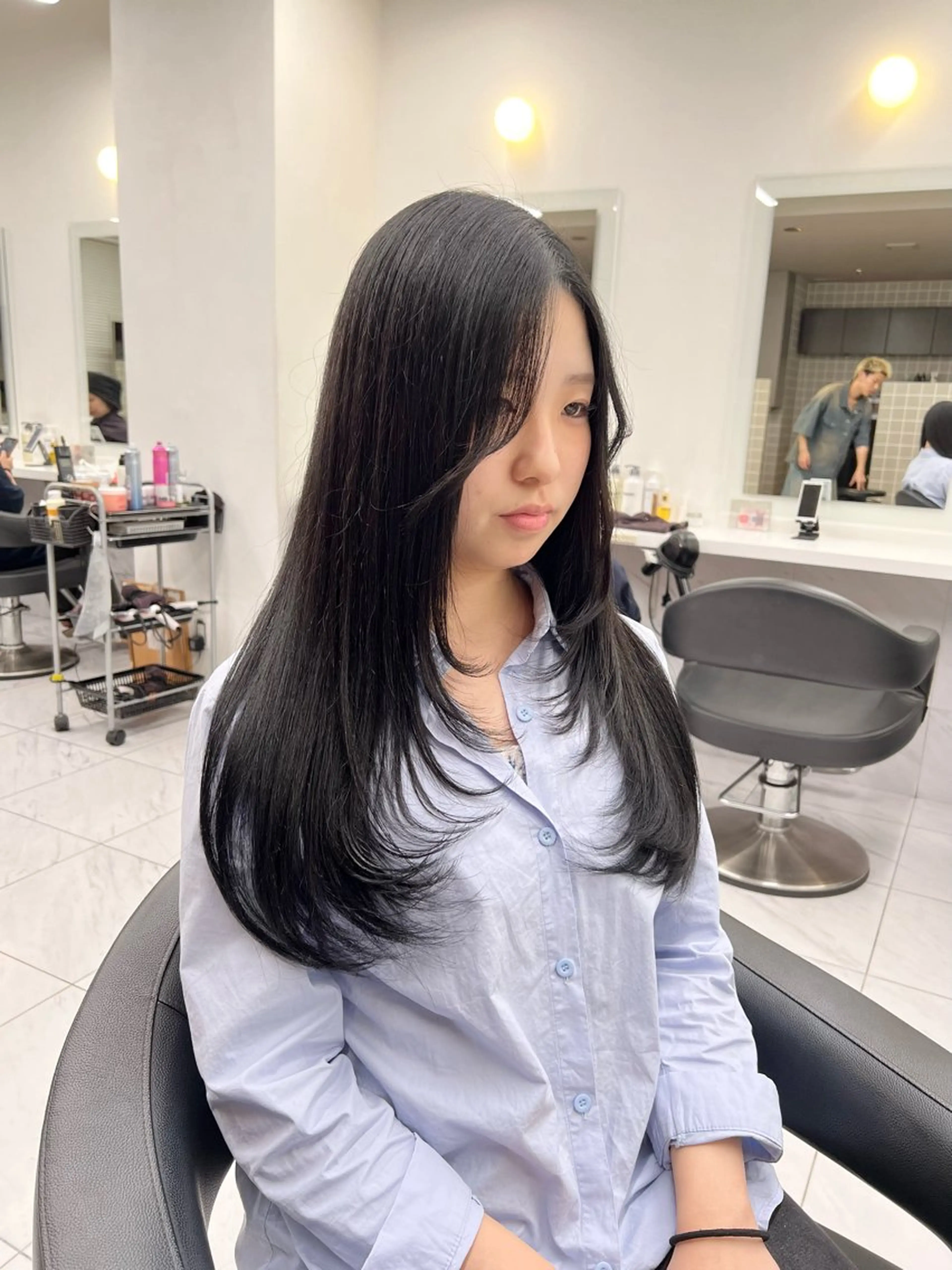 ロング カラー パーマ ヘアアレンジ メンズ キッズ カット ヘアカラー トリートメント ヘッドスパ ヘアセット 上品＆韓国風 🥀海心🥀のヘアスタイル