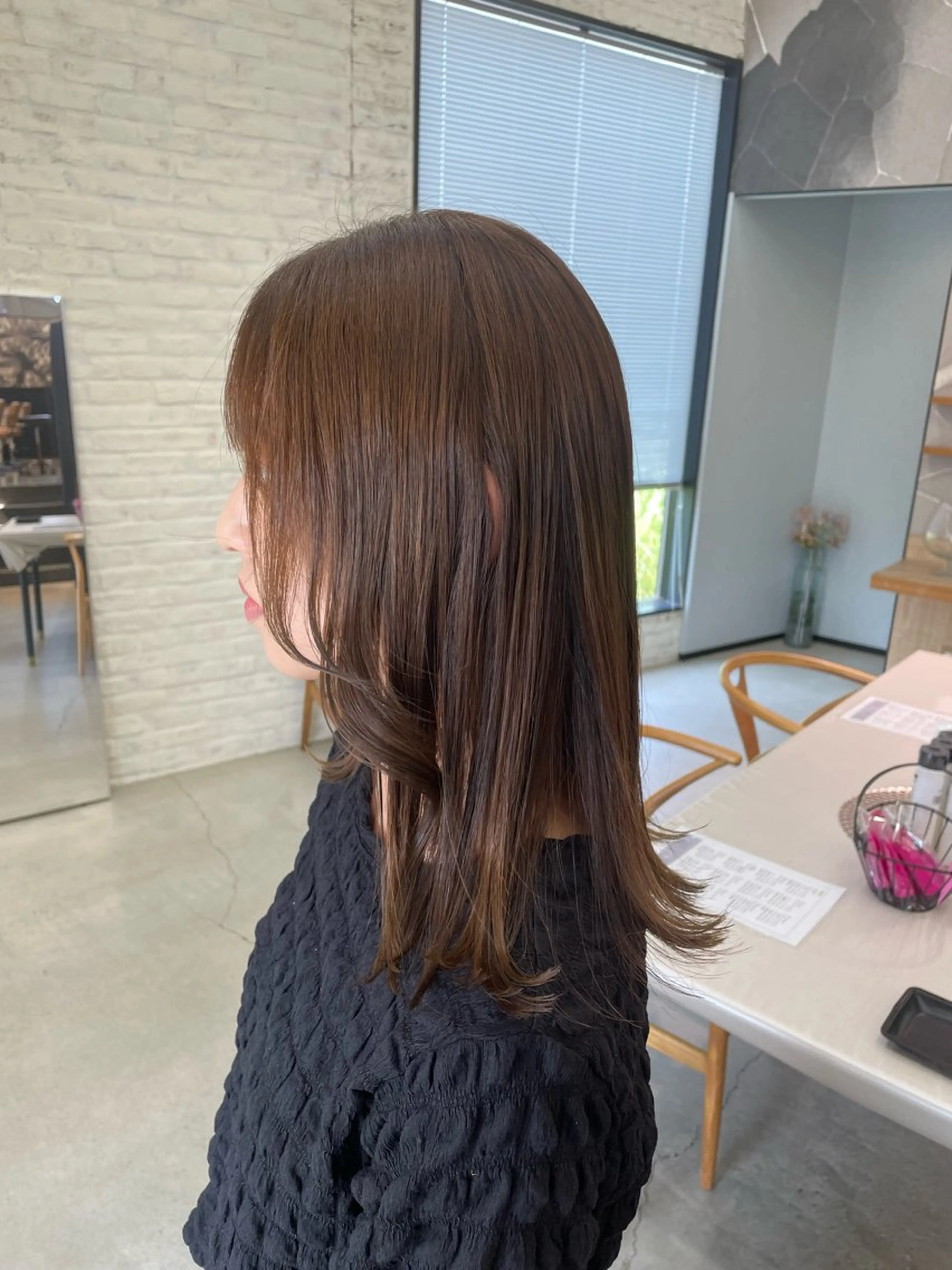 セミロング ヘアカラー テラダ ユウシンのヘアスタイル