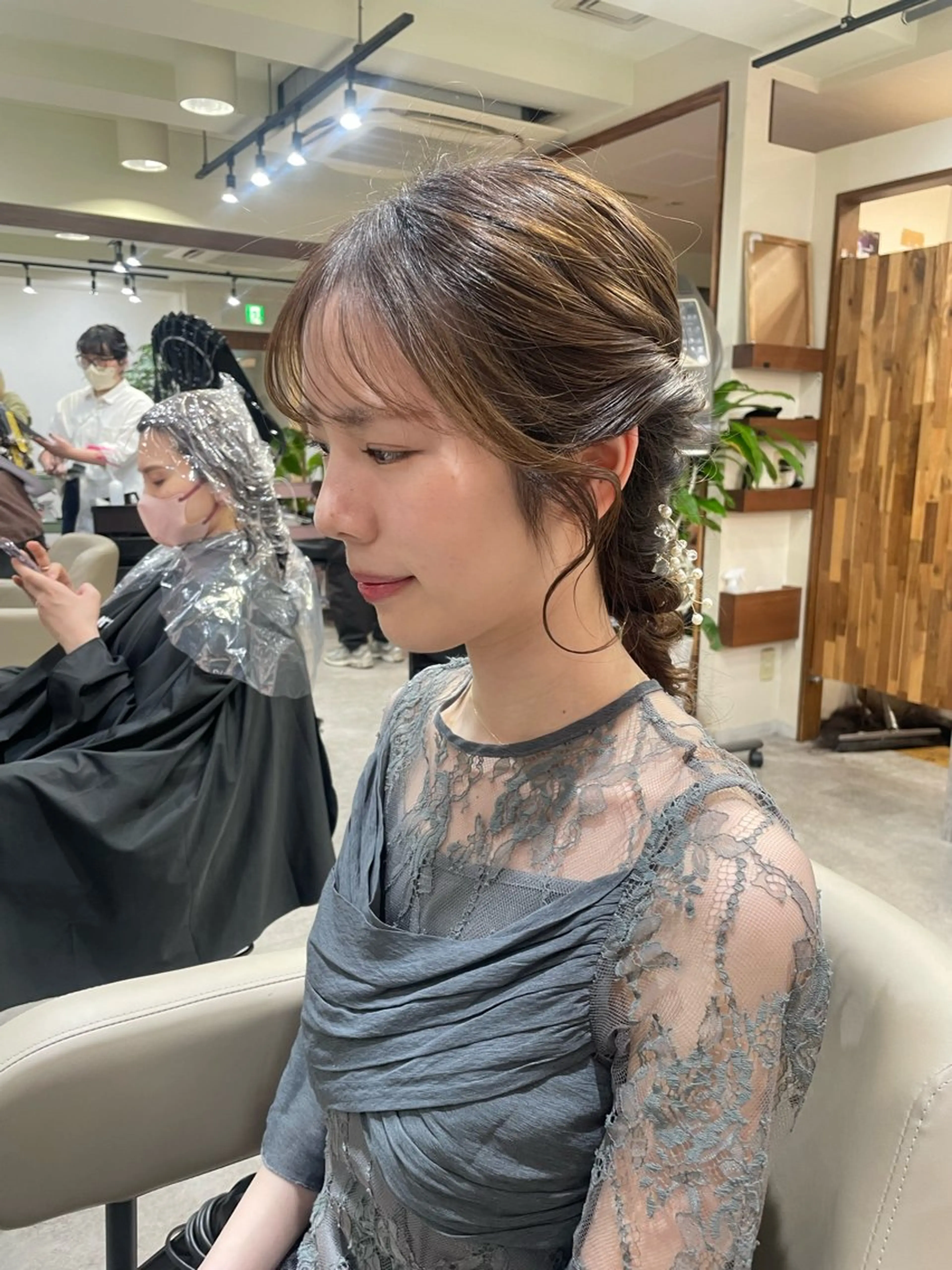 セミロング ヘアアレンジ ヘアセット 韓国風パーマ/耳つぼ ヘアセット/みづきのヘアスタイル