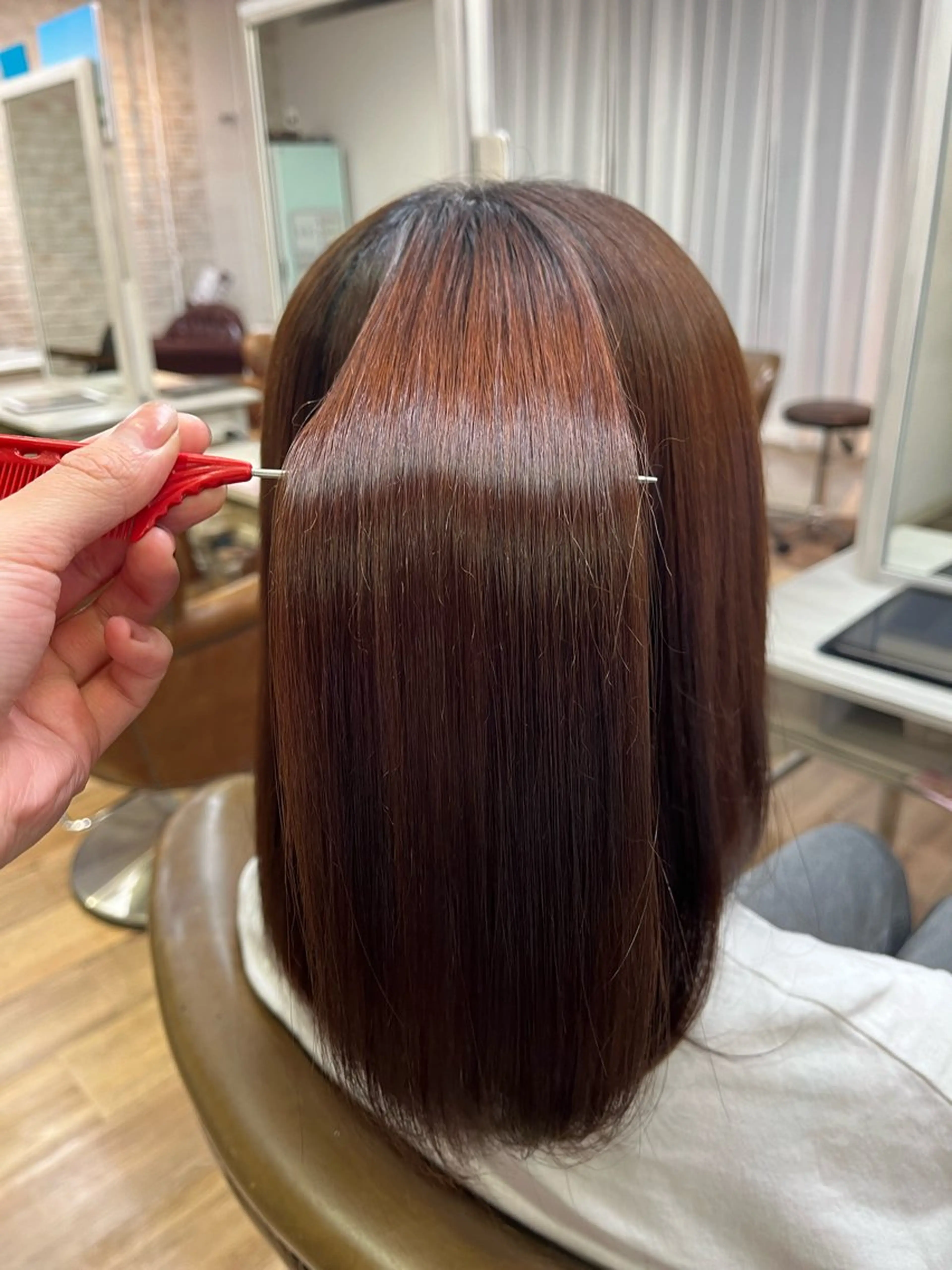 セミロング 縮毛矯正 ハイーンカラー/外国 人風カラー/ミノリのヘアスタイル