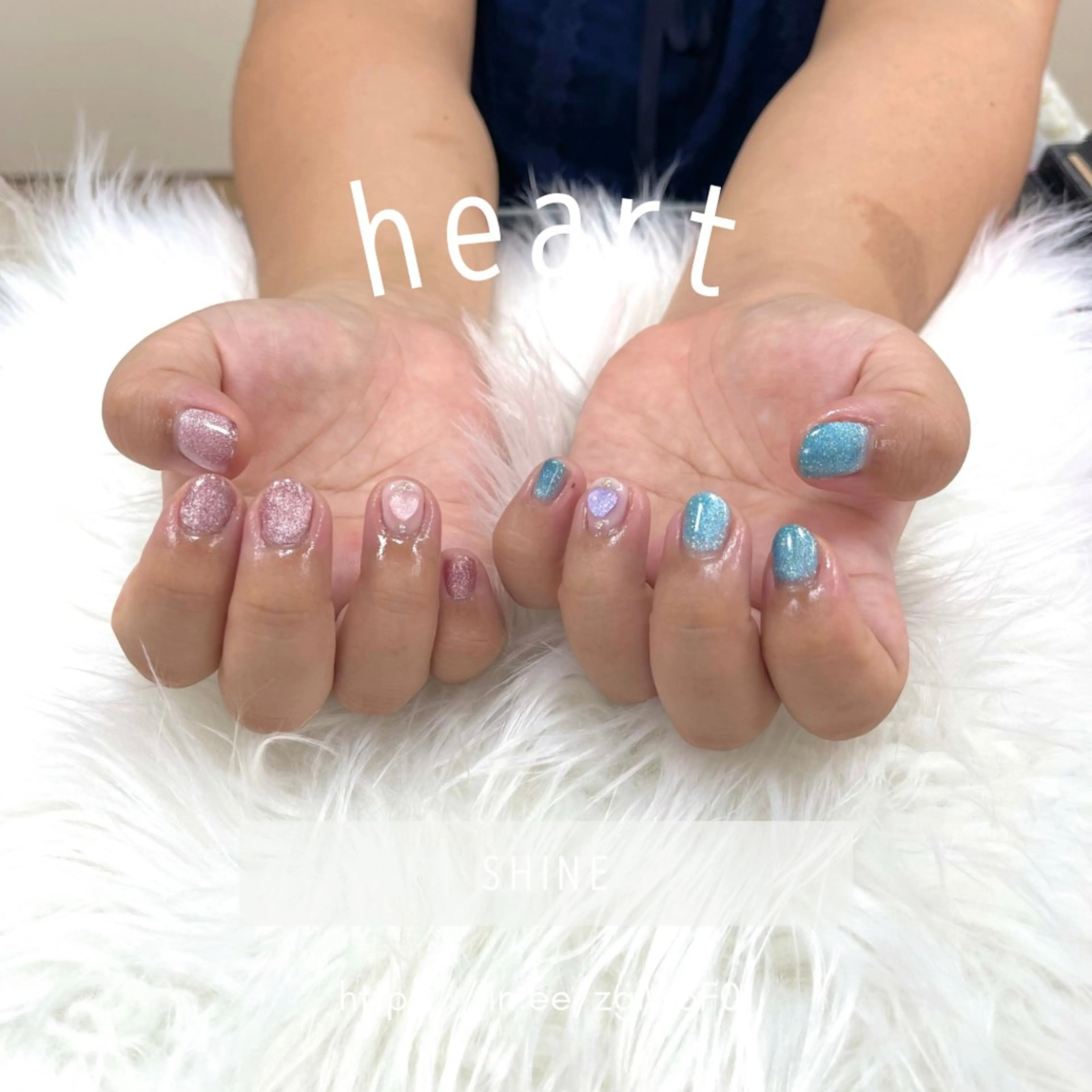 ネイル ハート マグネットネイル SHINE nail salonのネイルデザイン